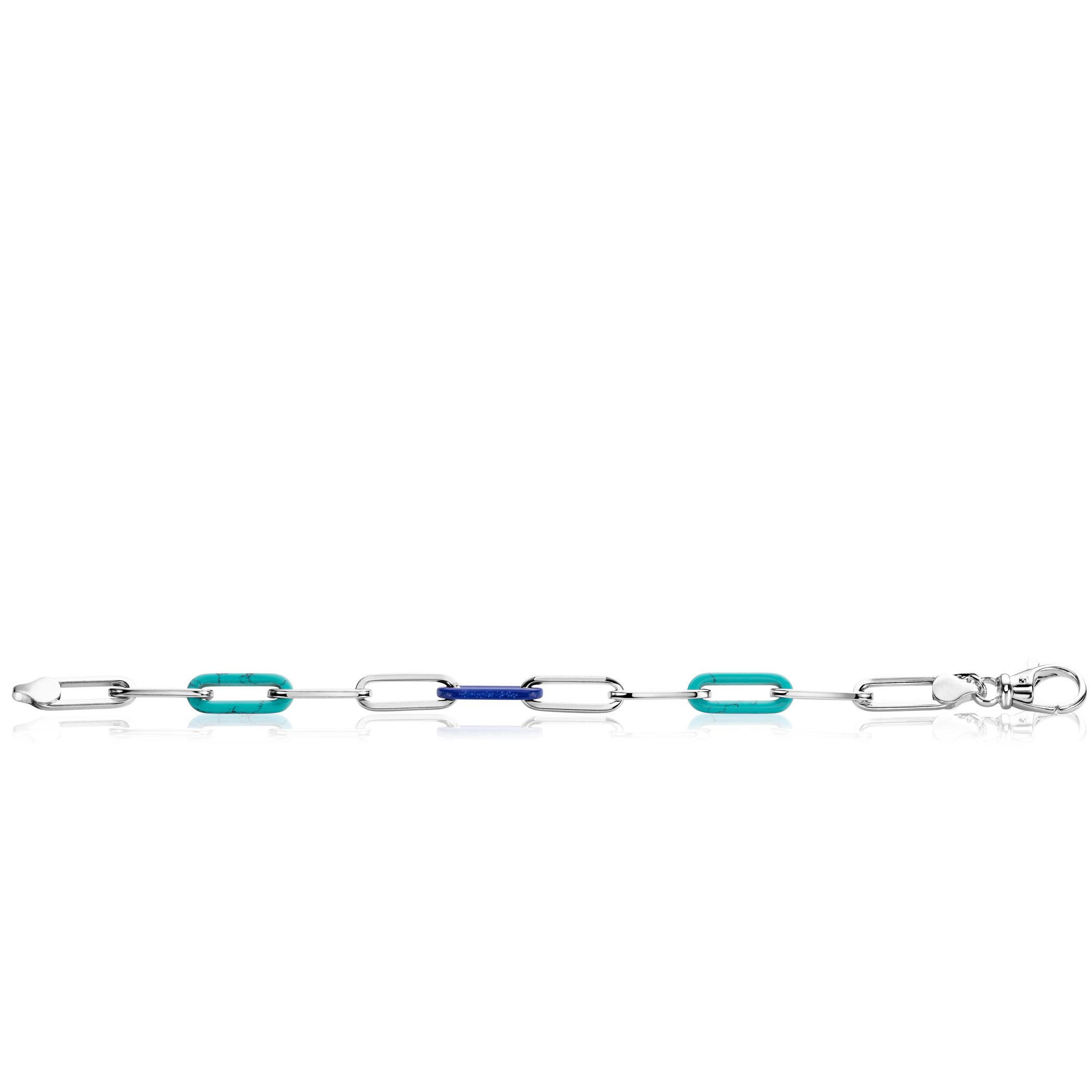 ZINZI zlv. armband paperclip/lapis/turquoise