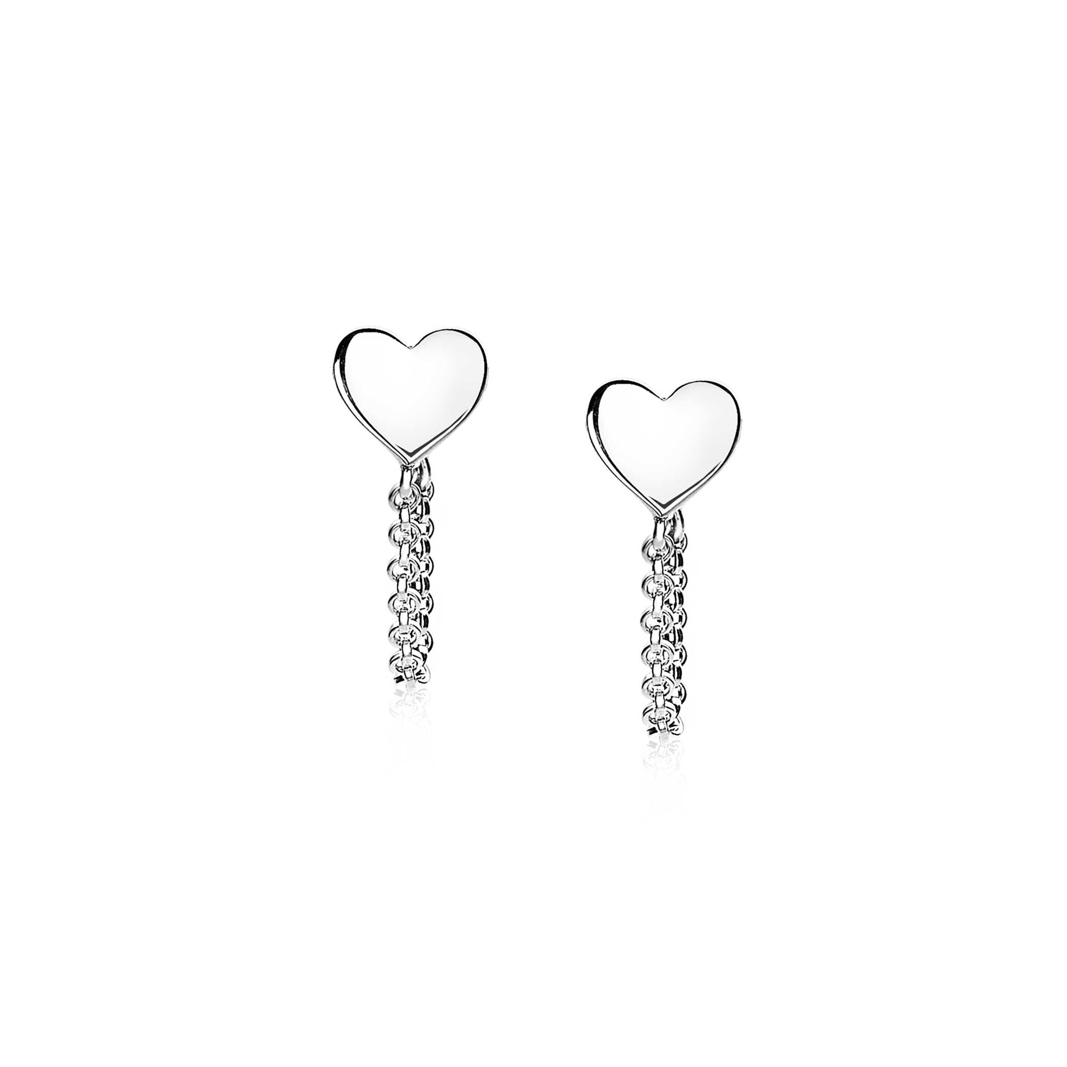 ZINZI silberne Ohrstecker mit Kette Herz ZIO1686