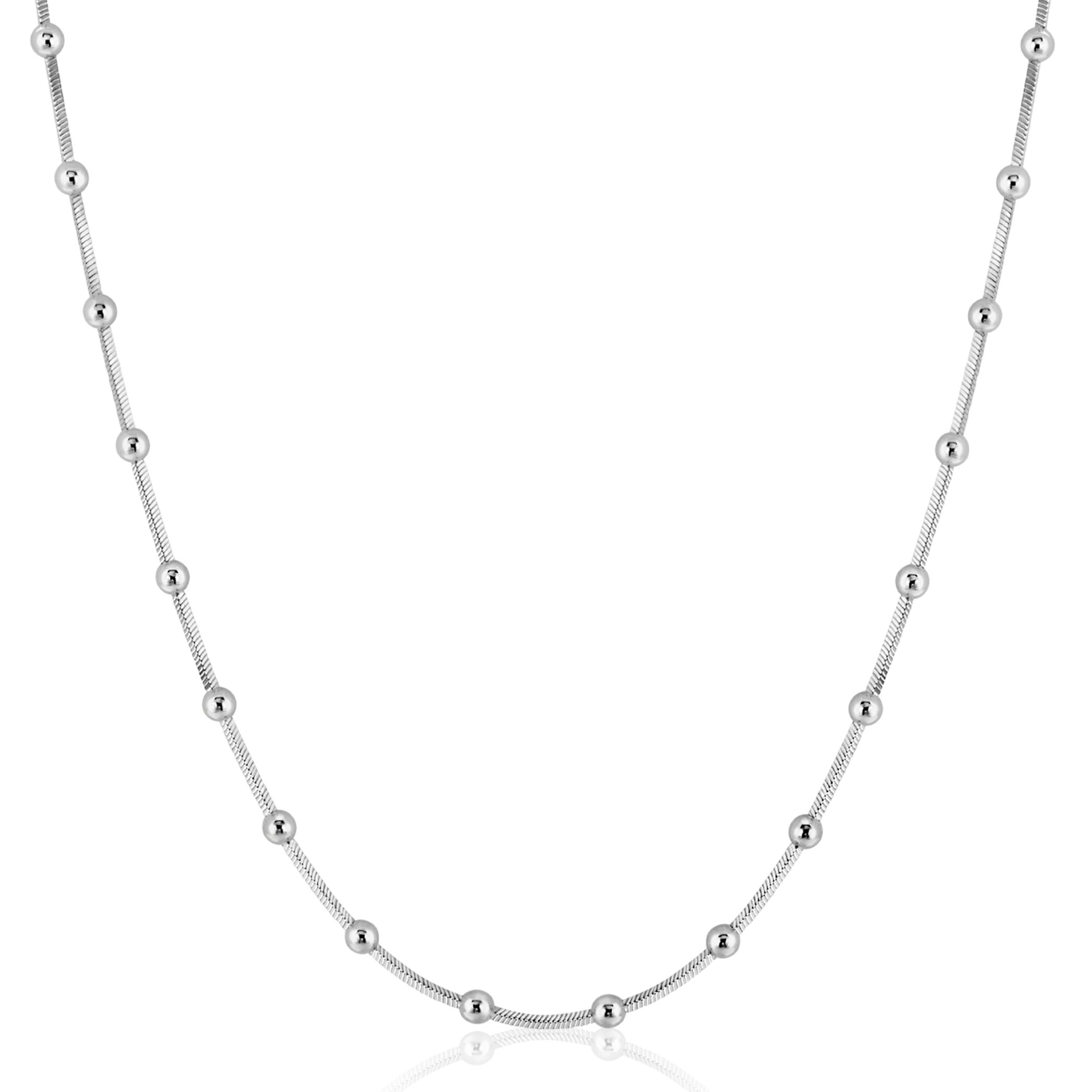 ZINZI zlv. slangencollier met bolletjes 42/45cm