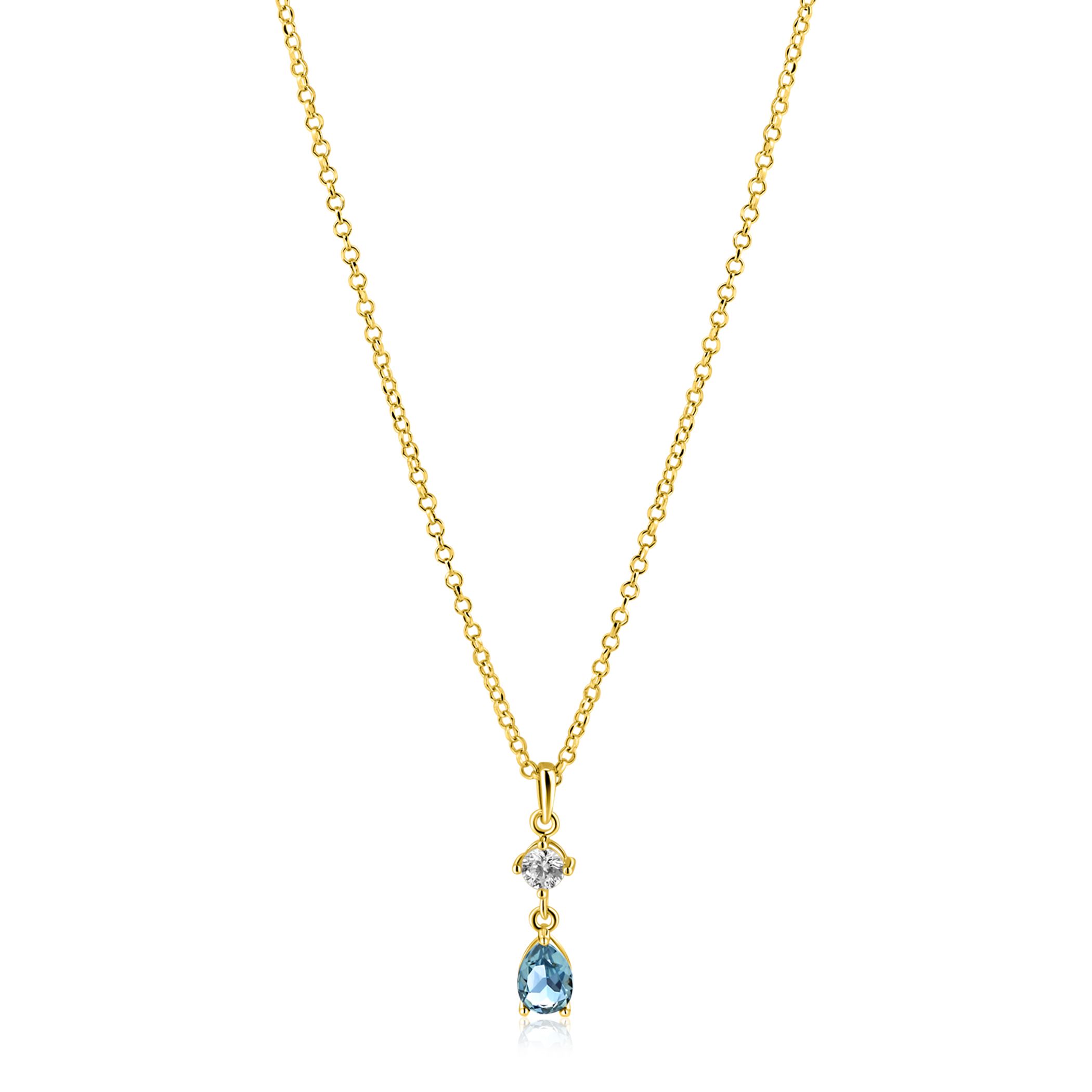 ZINZI zlv.collier gg.verg.hanger peer blauw/VK zirc