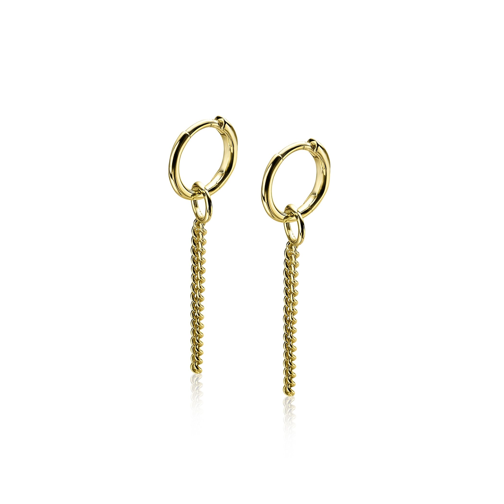 ZINZI silberne Ohrhänger gelb vergoldet Gourmet Kette 30mm ZICH1694G
