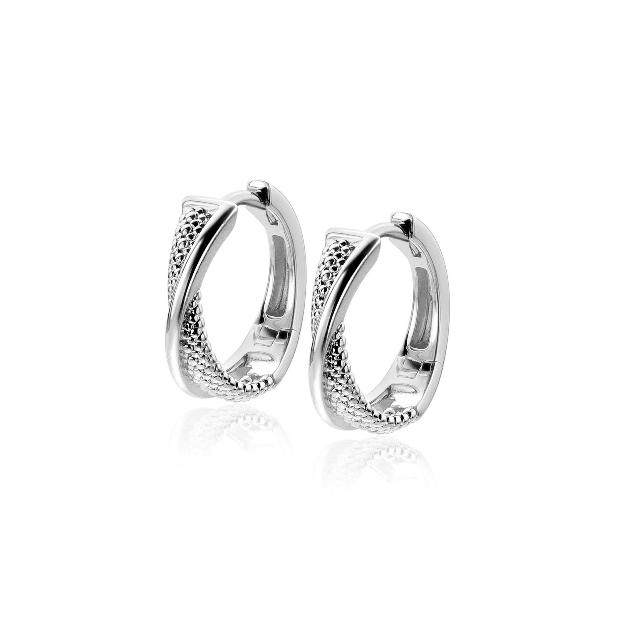 ZINZI silberne Luxus-Ohrringe cross-over glatt und Kugeln 18x4mm ZIO2242