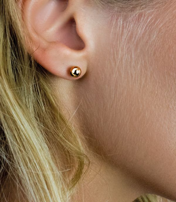 Zinzi silberne Ohrstecker rosé vergoldet glatt Kugel 5mm ZIO807R