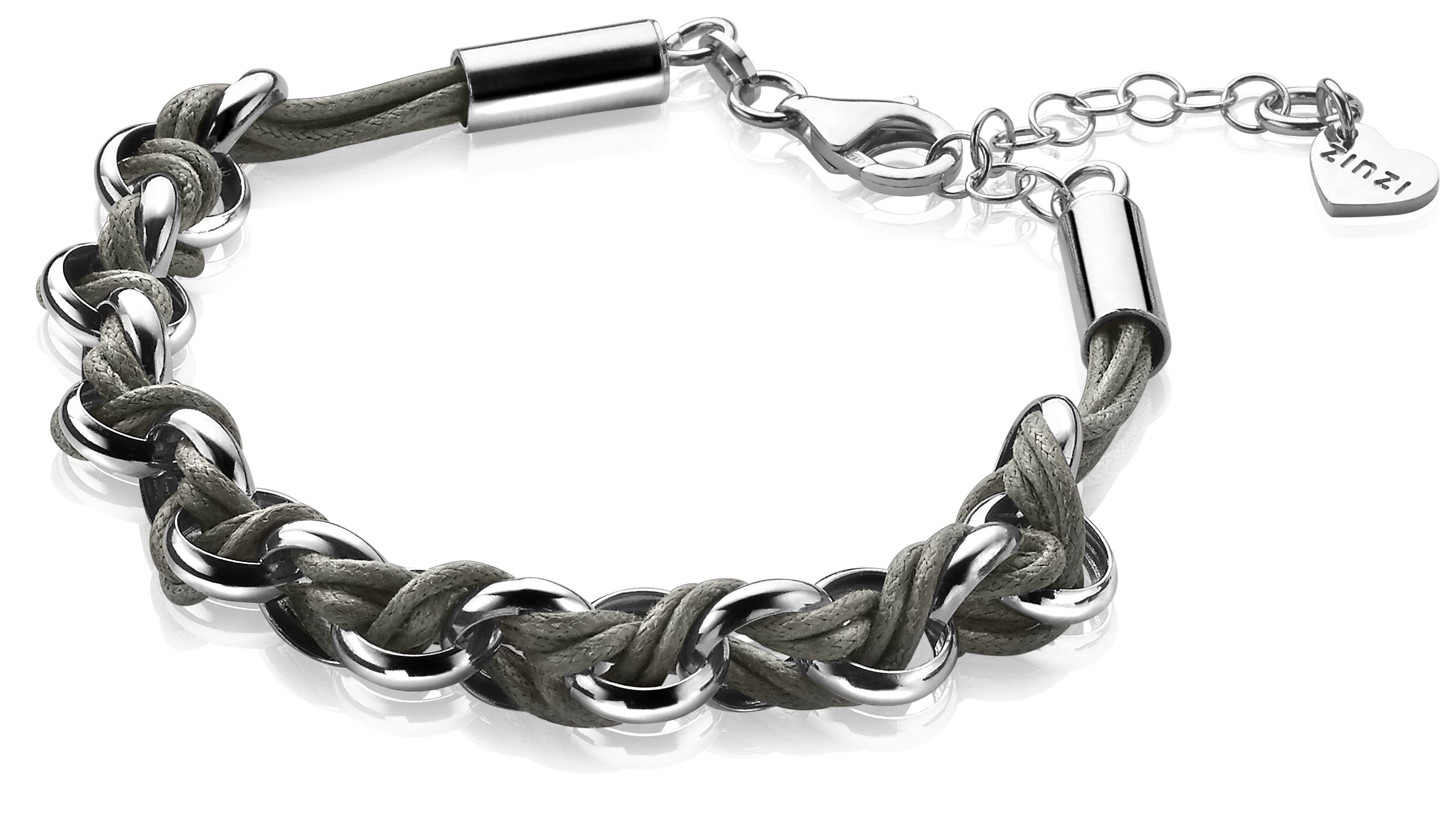 Zinzi silbernes Jasseron-Armband grau kurz 18,5-21cm ZIA1035G