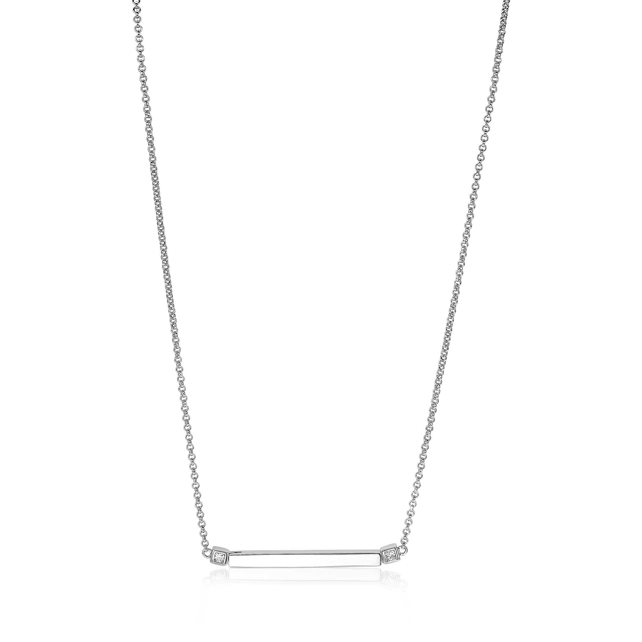 ZINZI silberne Kette Stäbchen  weiß 42cm ZIC1817