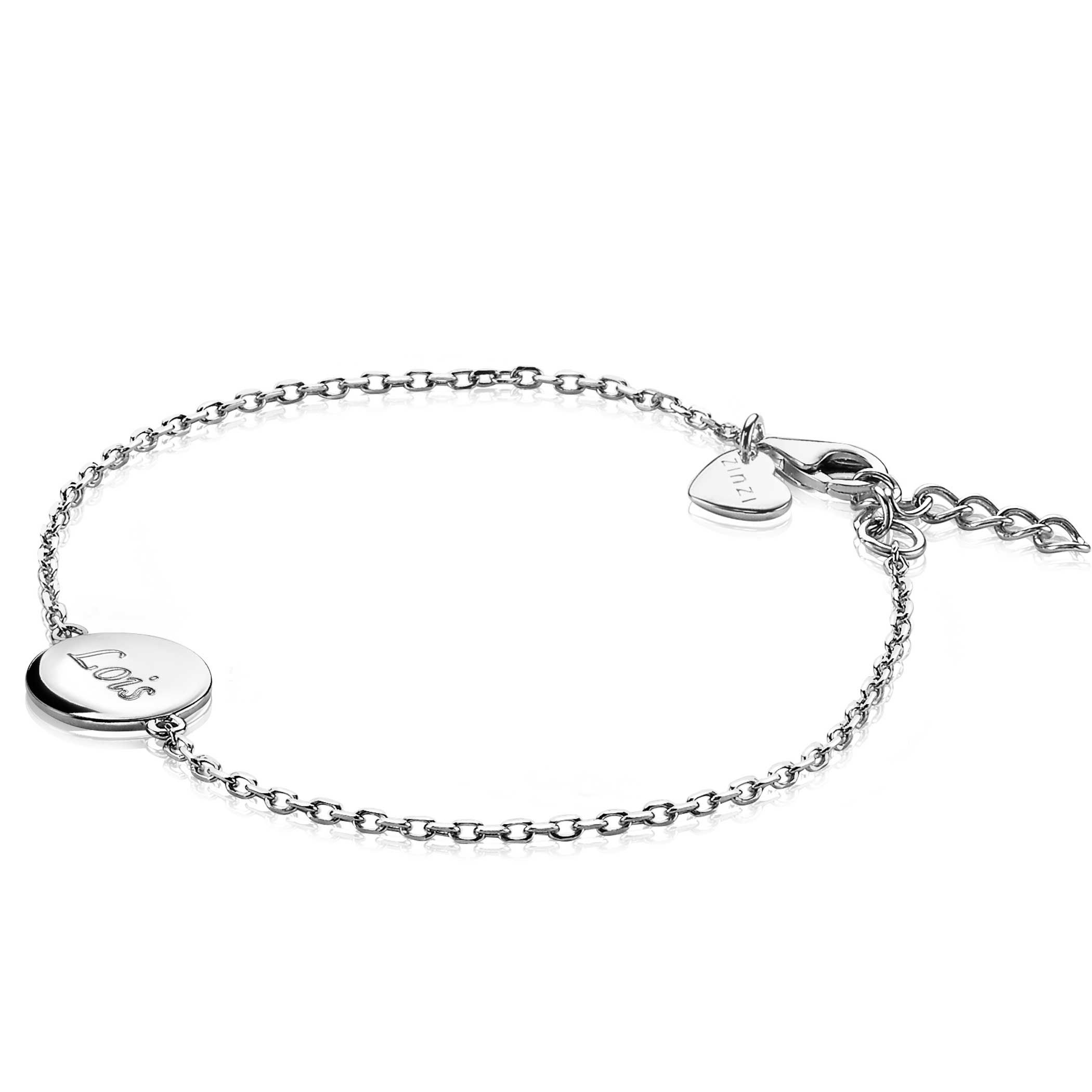 ZINZI zlv. armband met rond plaatje 11mm