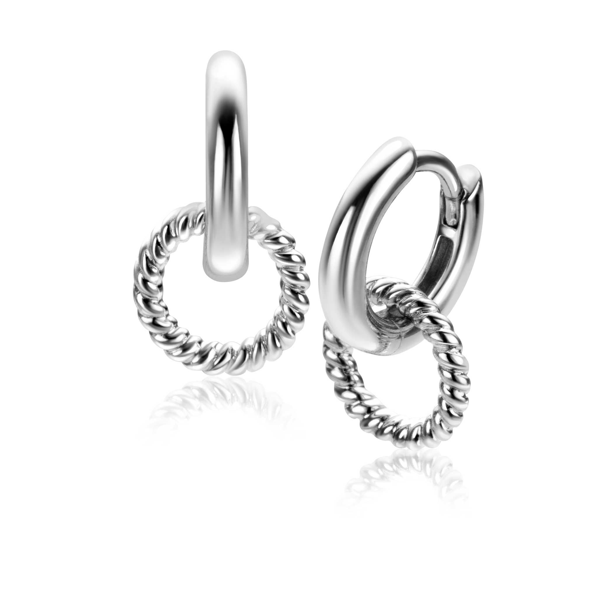 9,5mm ZINZI Silber-Ohrhänger in runder Form mit Tau-Effekt ZICH2594 (ohne Ohrringe)