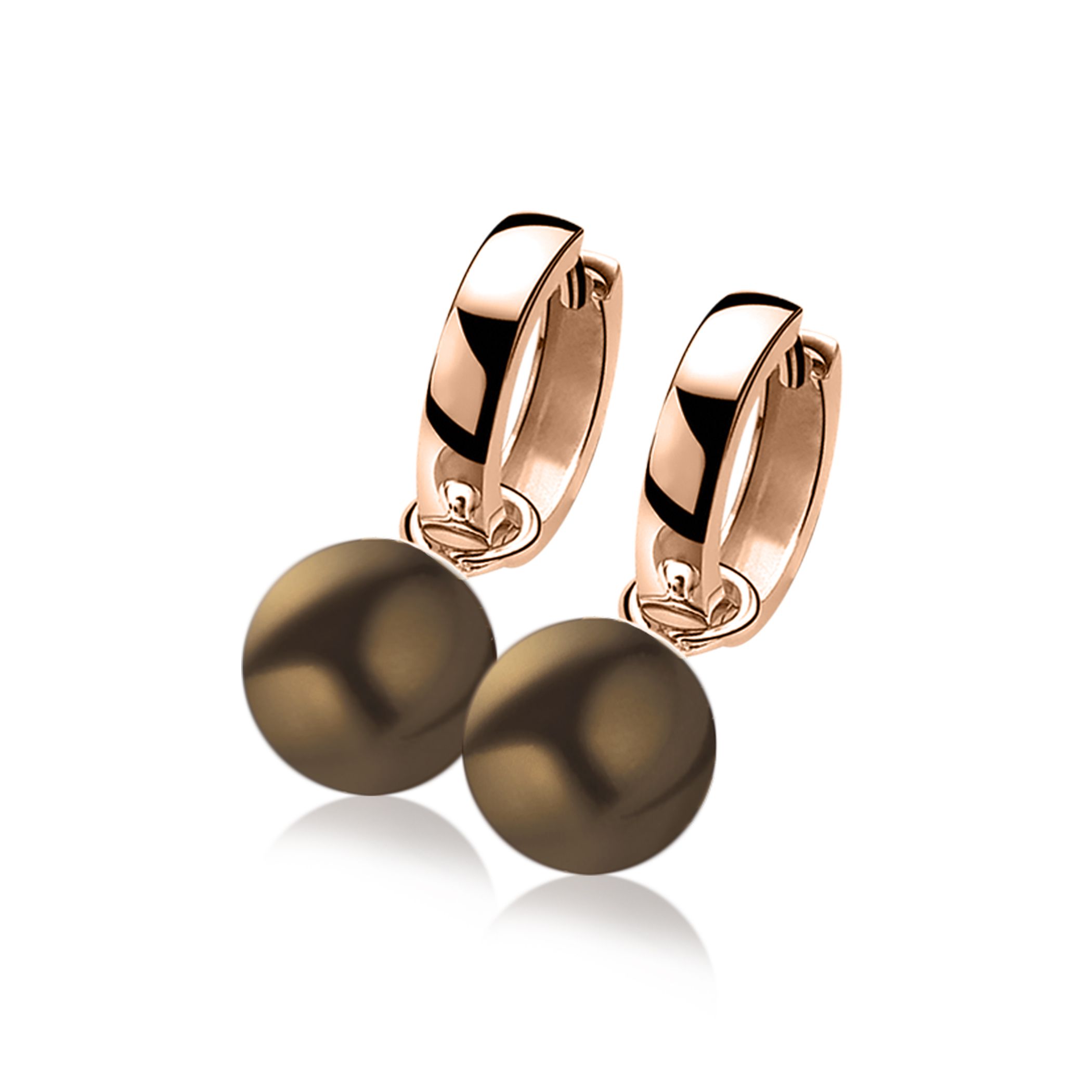 ZINZI silberne Ohrhänger rosé vergoldet braune Perle ZICH266RB