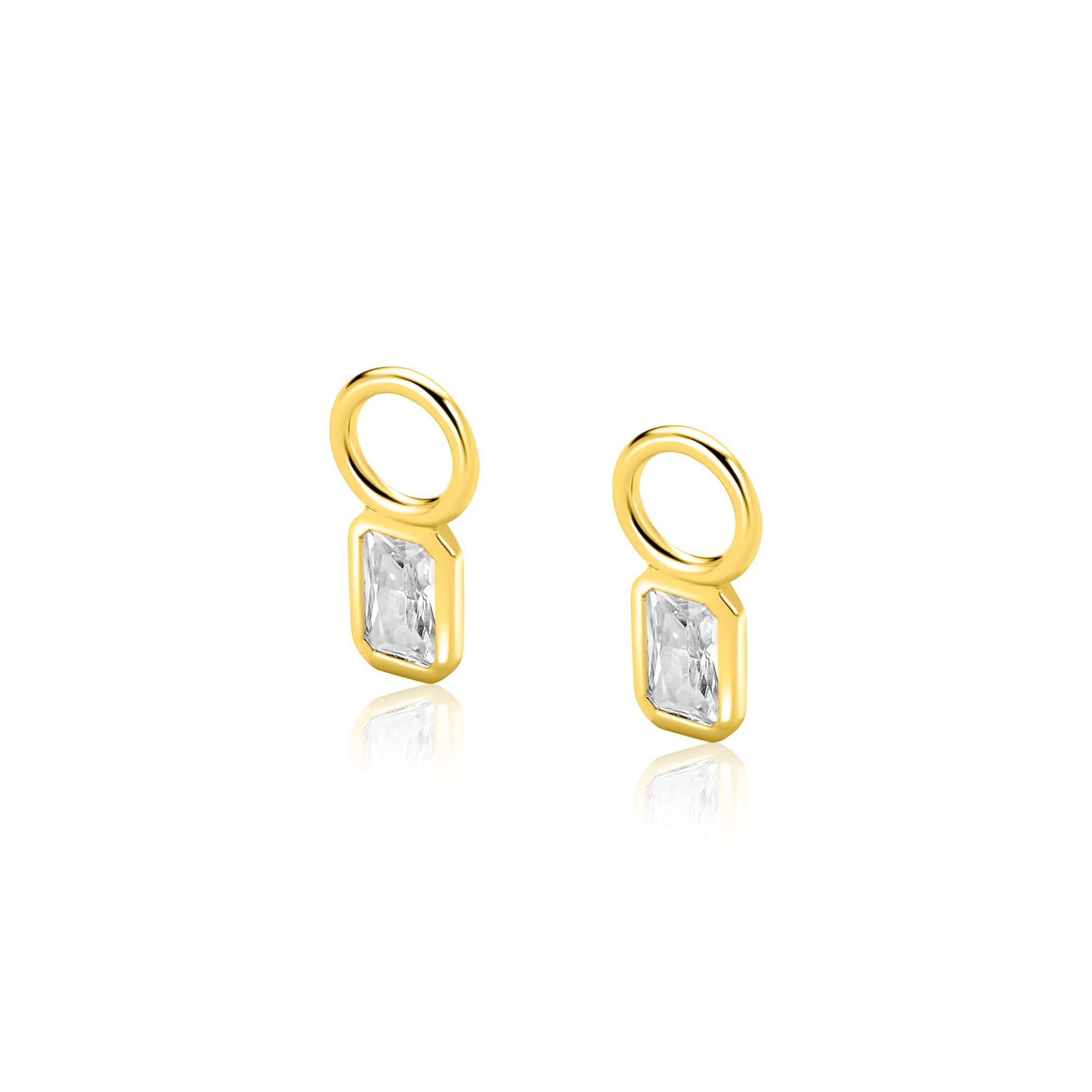 ZINZI zlv.oorbedels gg.verg.rechthoek zirconia