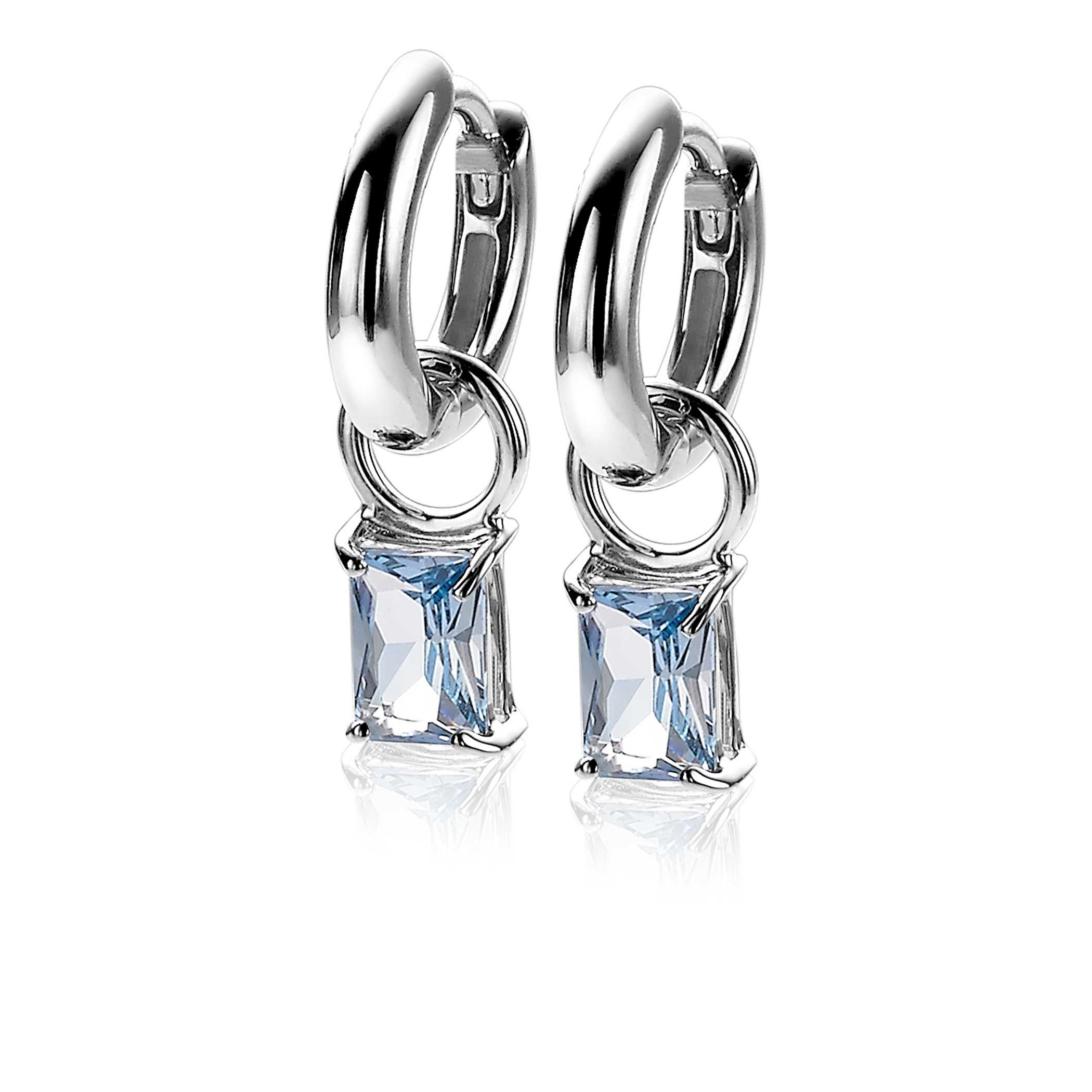 ZINZI silberne Ohrhänger 12mm Rechteck blau ZICH2021B