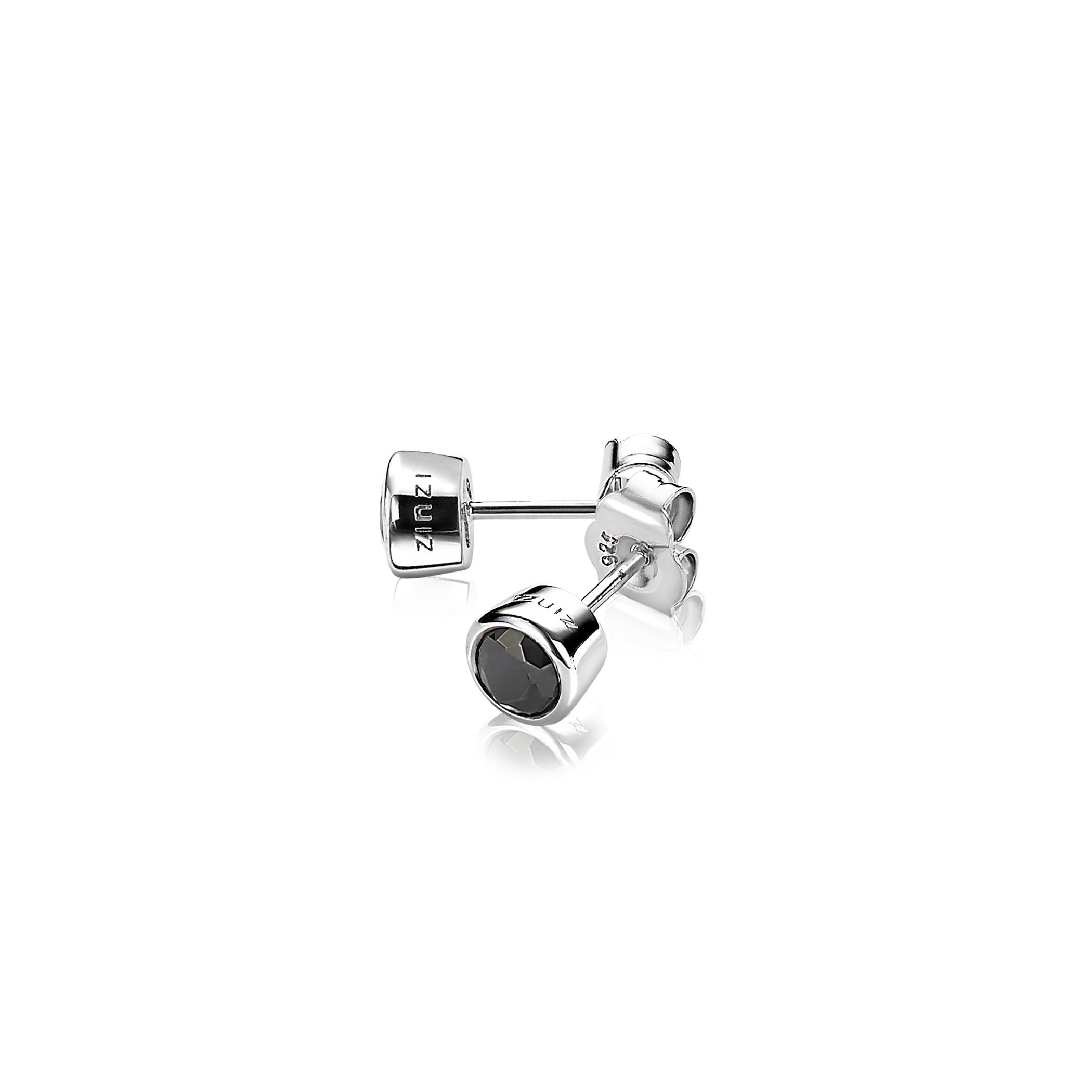 Zinzi silberne Ohrstecker rund schwarz ZIO322Z