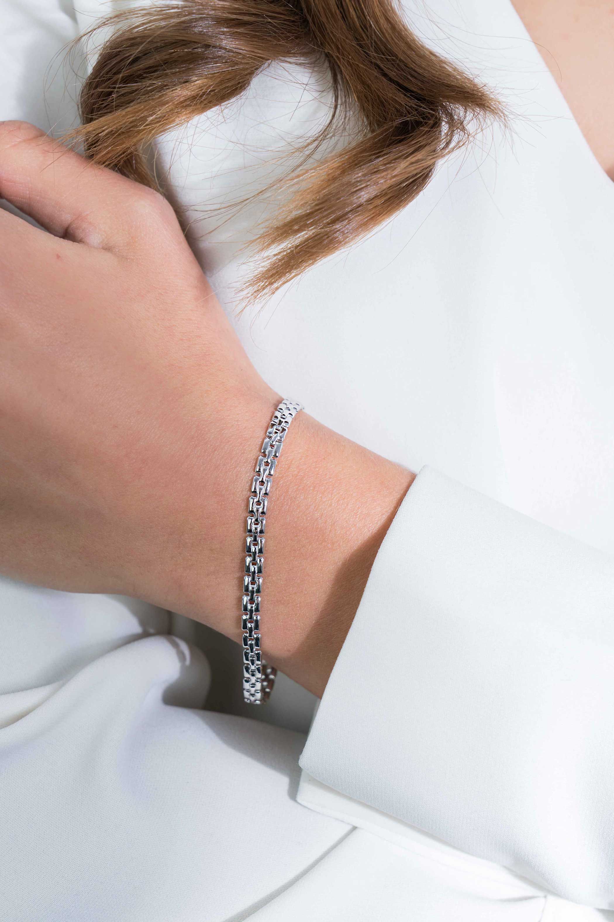 ZINZI silbernes rolexstyle Gliederarmband 4mm breit 18,5cm ZIA2148