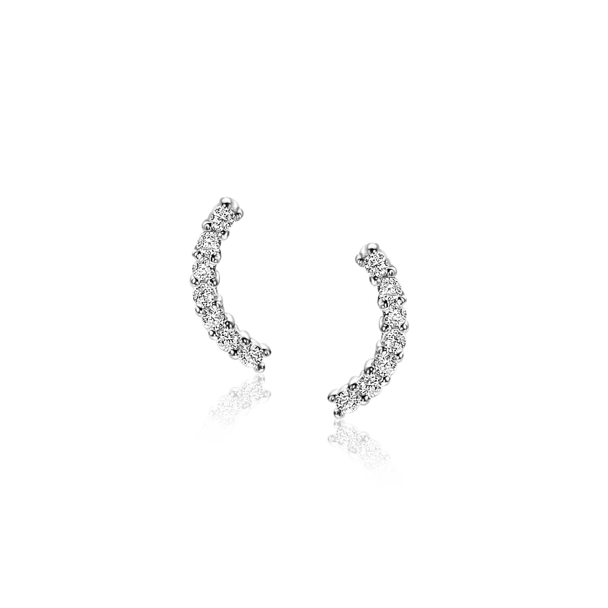 ZINZI zlv. oorstekers gebogen zirconia's