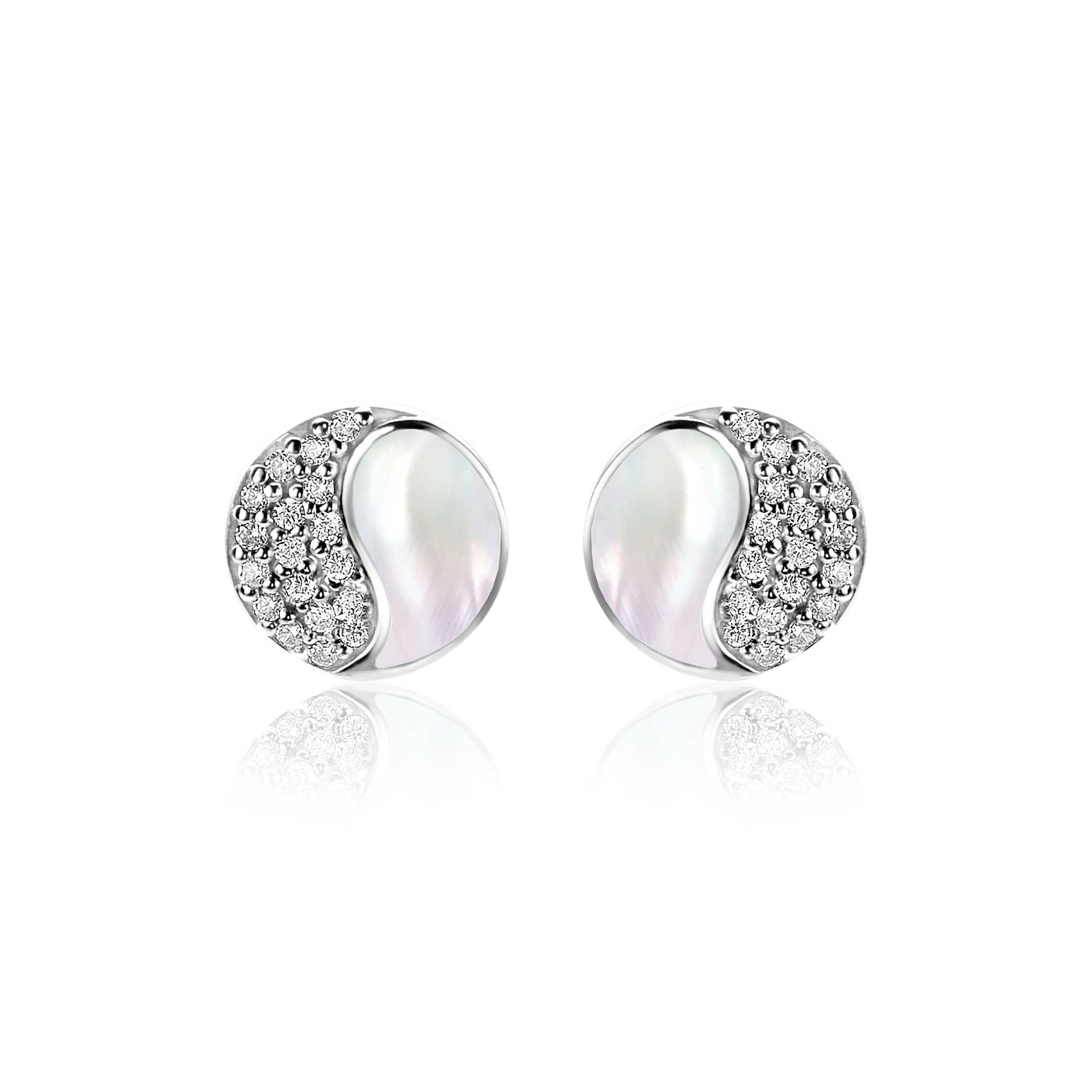 ZINZI zlv. oorstekers yin yang zirconia's parelmoer