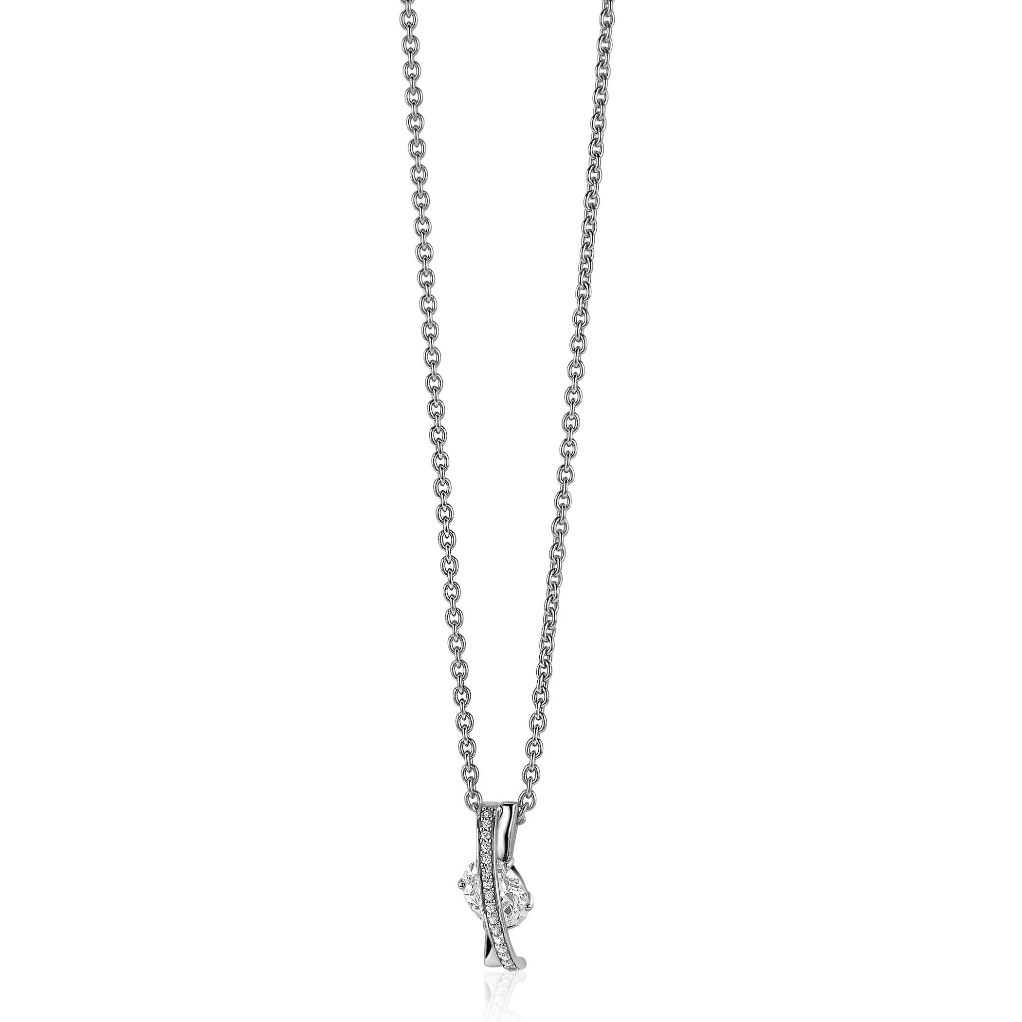 ZINZI silberner Luxus cross-over Anhänger 18mm  weißer Zirkonia ZIH2190