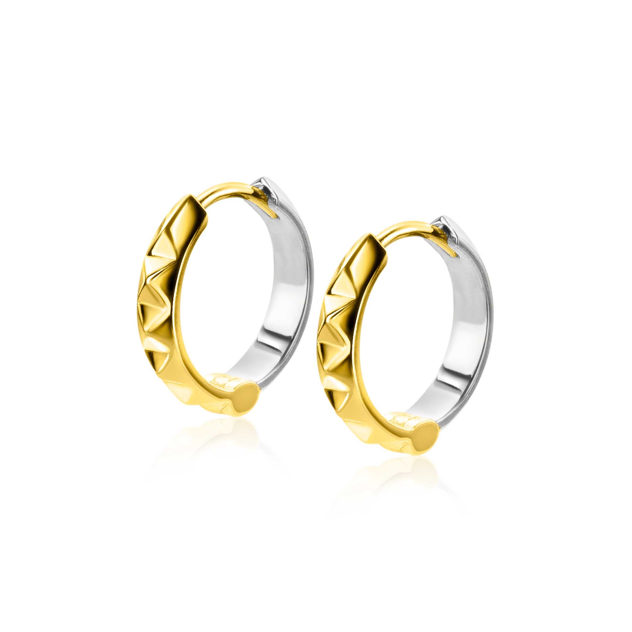 ZINZI silberne Nieten Ohrringe 14K gelb vergoldet zweifarbig 15mm ZIO2167CRG