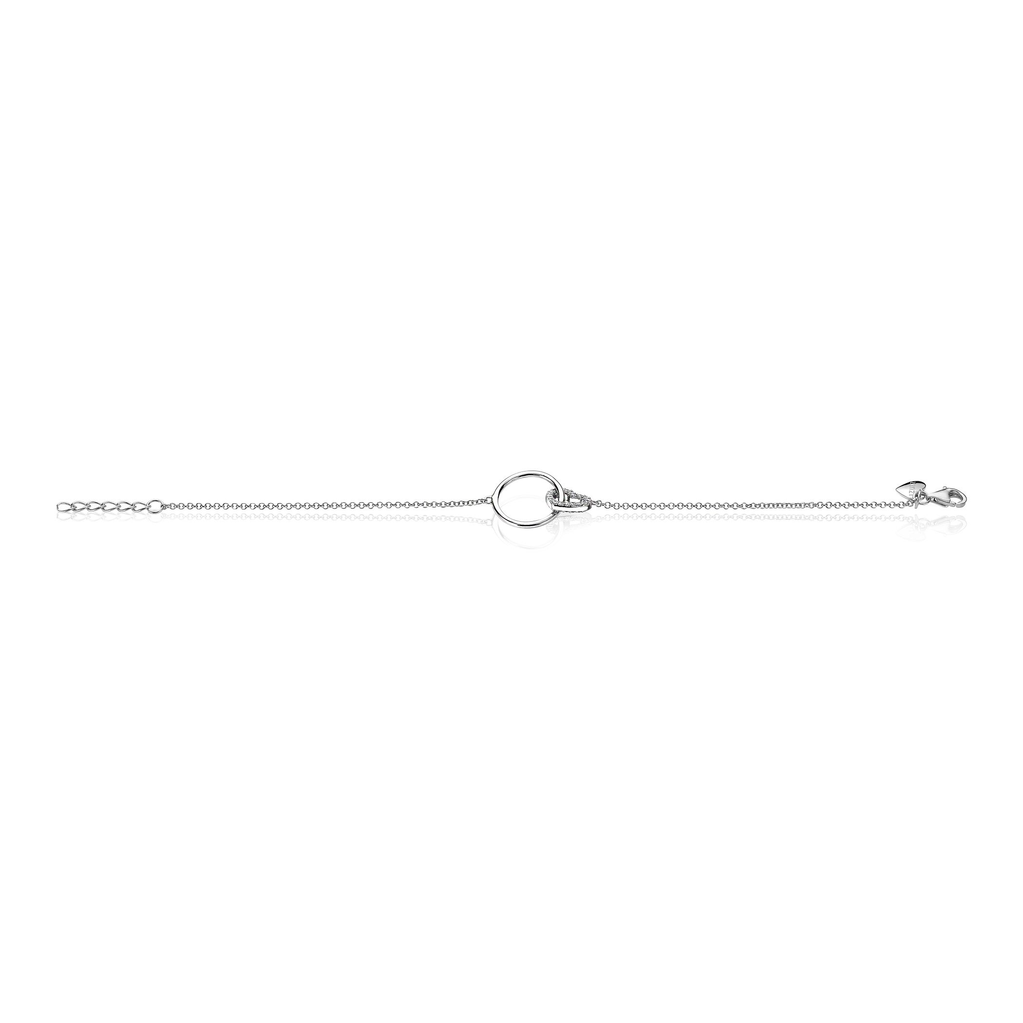 ZINZI silbernes Armband offen rund und Herz in einander weiß ZIA1483