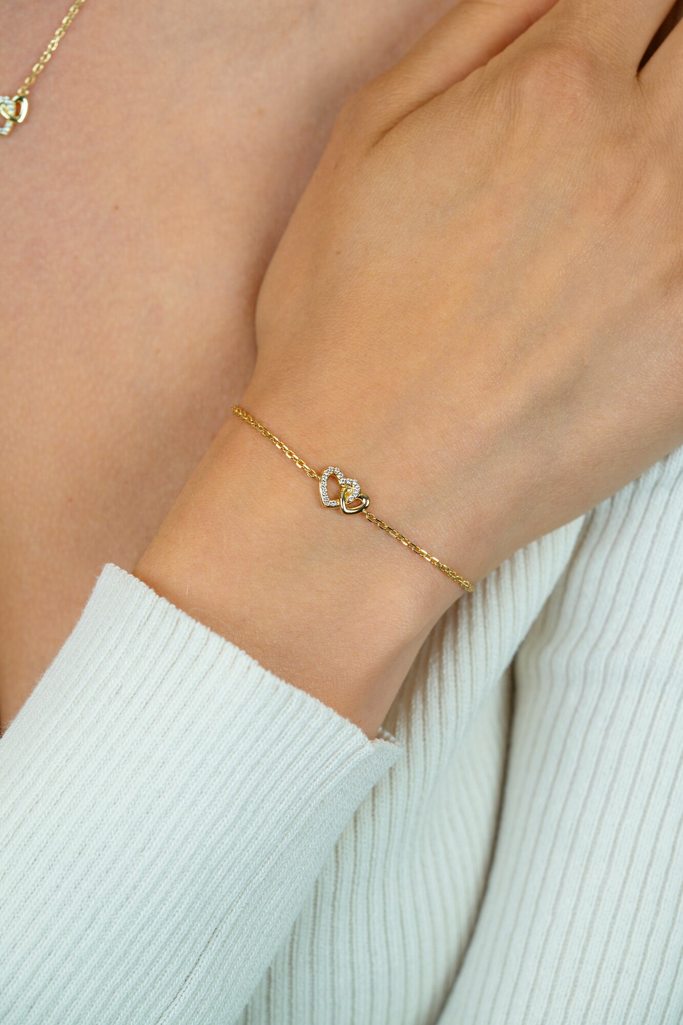 ZINZI zlv.armband gg.verg.2 harten verbonden 1xzirc