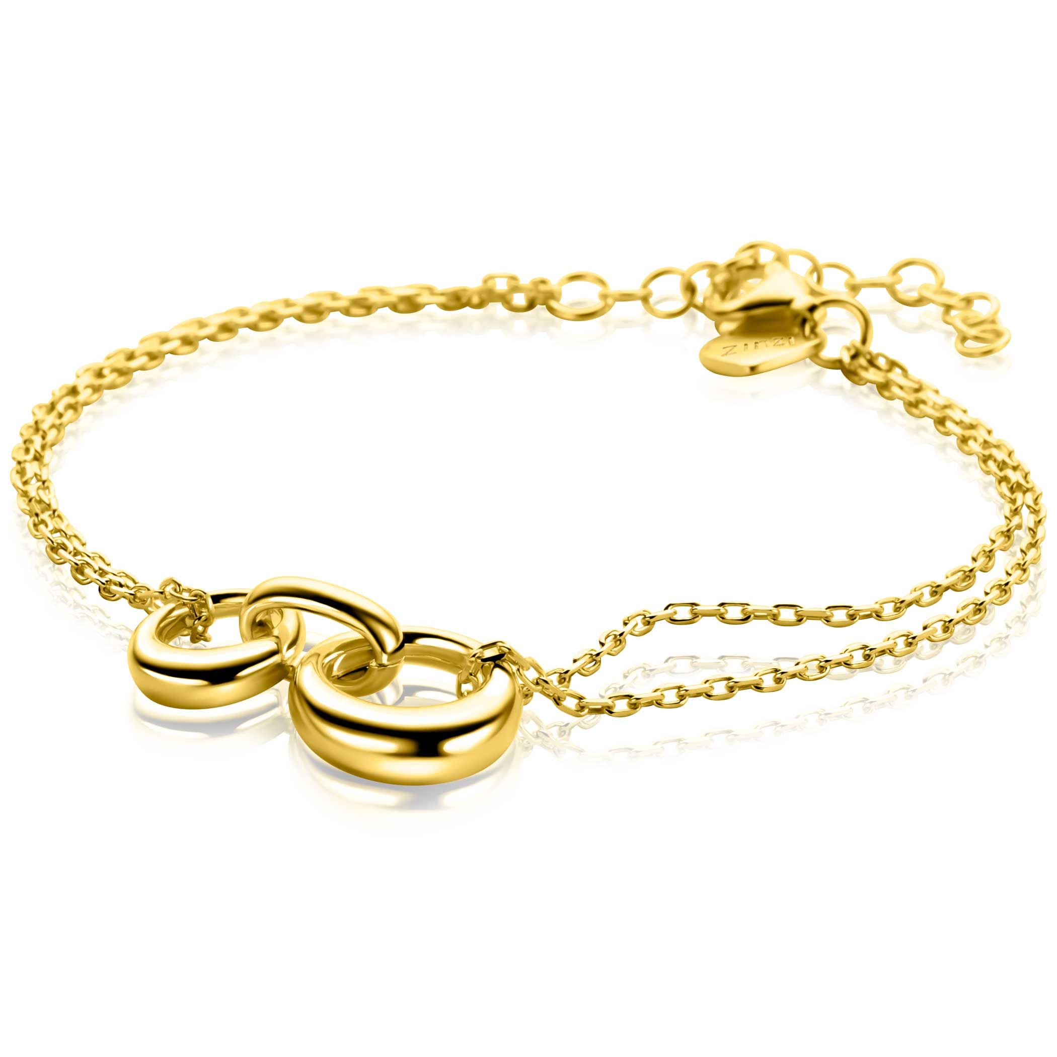 ZINZI vergoldetes Silber Multi-Look-Armband mit drei miteinander verbundenen organischen Formen, 17-20 cm ZIA2671