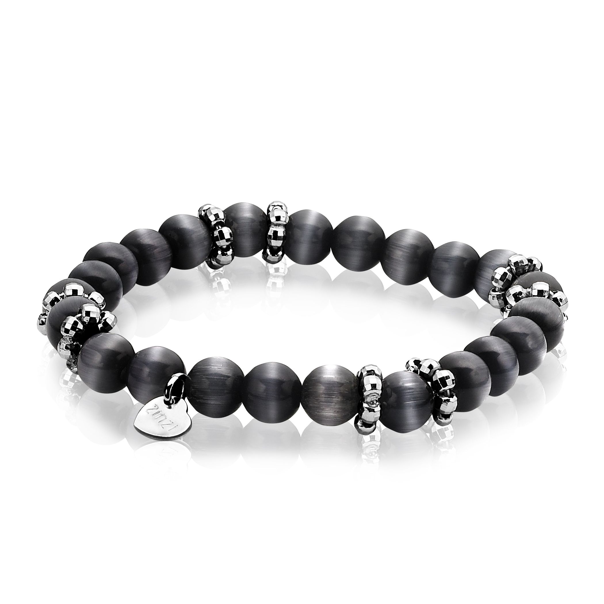Zinzi silbernes Armband schwarze cateyes 19cm  ZIA932Z