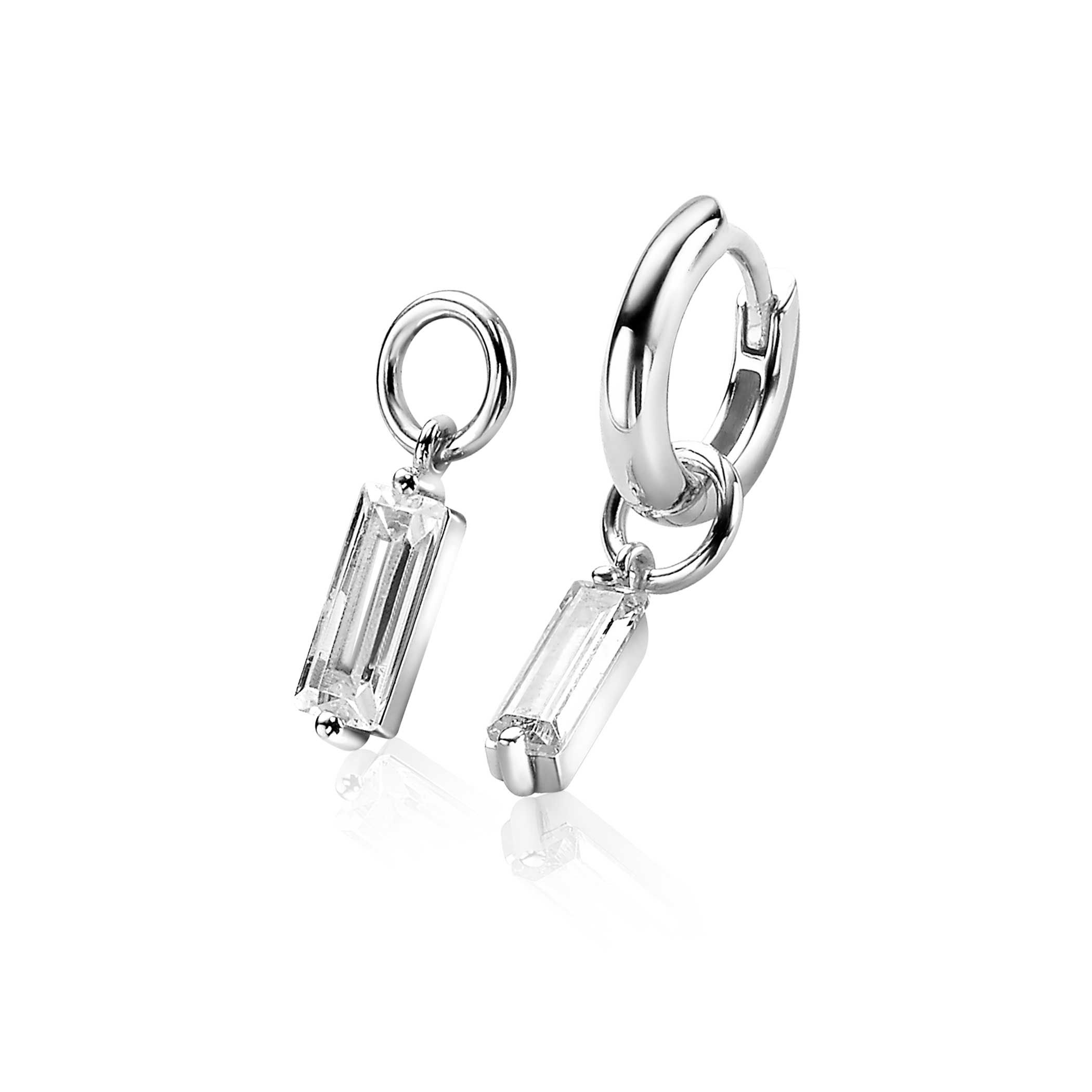 ZINZI silberne Ohrhänger 15mm Rechteck  weiß ZICH2056