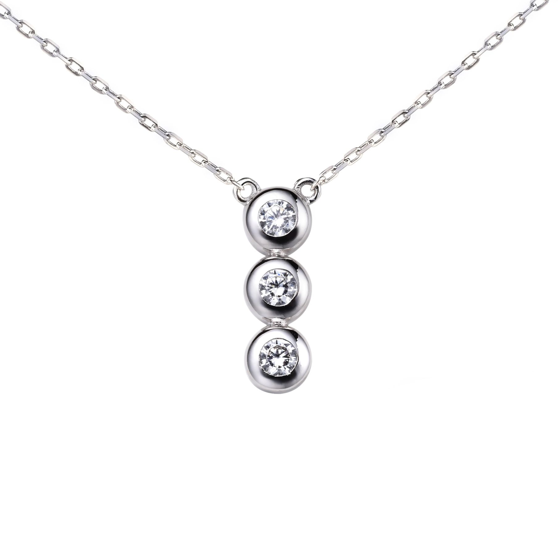 ZINZI silberne Kette 45cm mit Anhängerrund  weiß ZIC1443