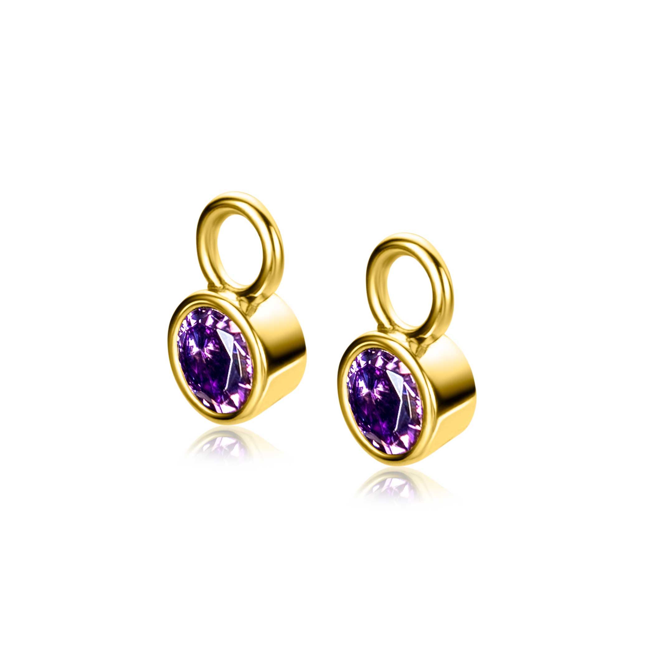 ZINZI zlv.oorbedels gg.verg. birthstones amethist cz