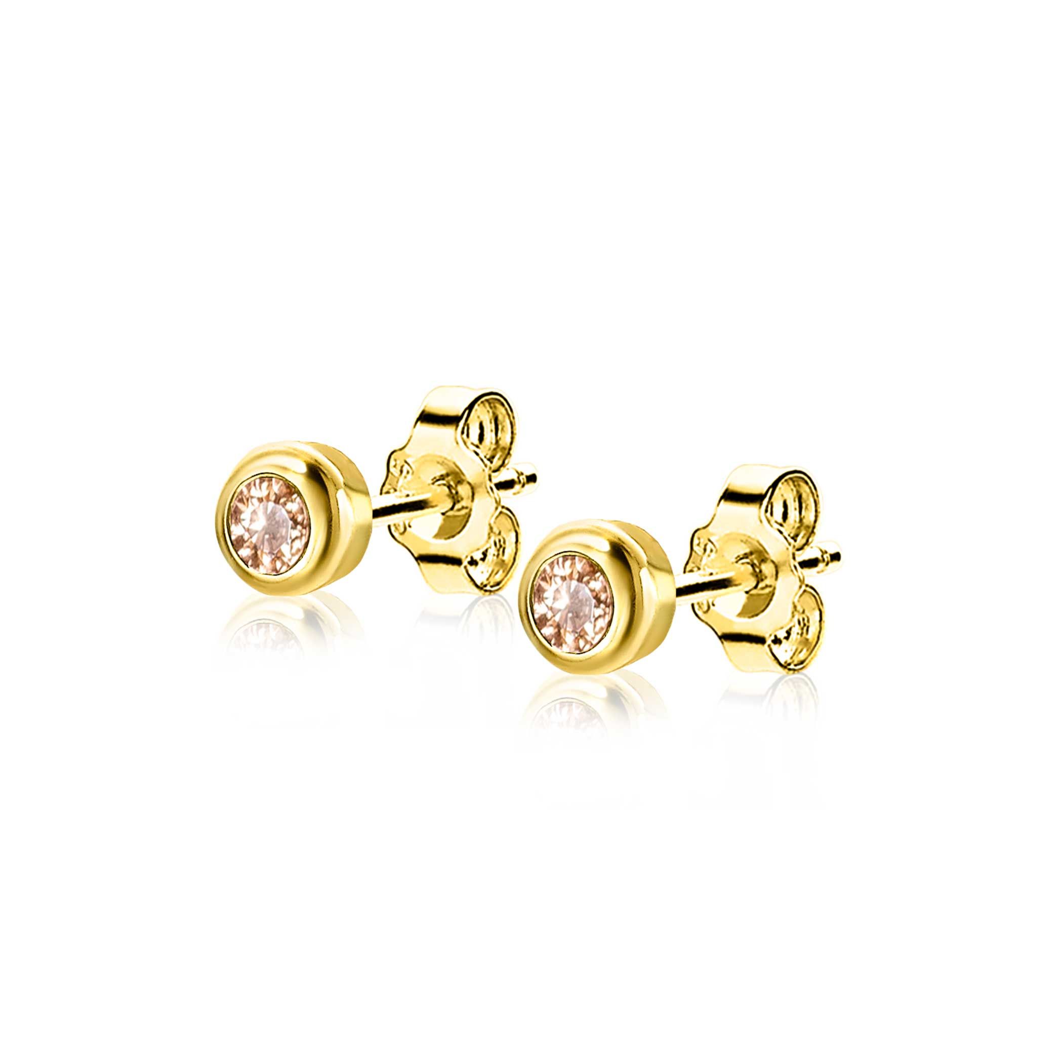 ZINZI zlv. oorknopjes gg.verg.birthstones citrien cz
