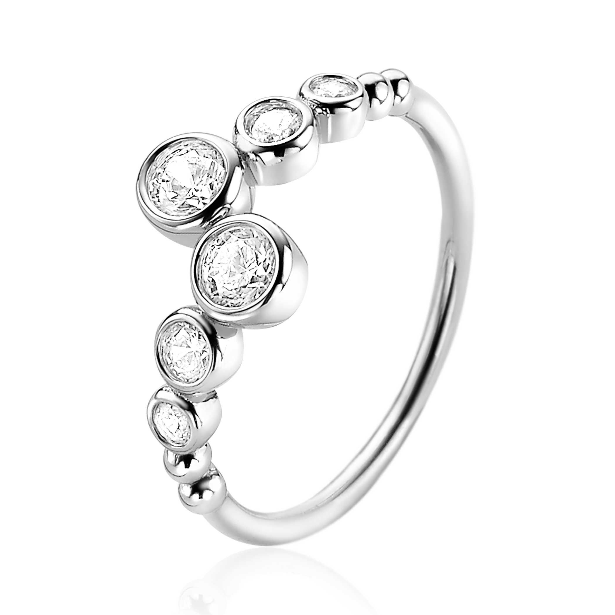 ZINZI silberner Ring rund weiß ZIR2054