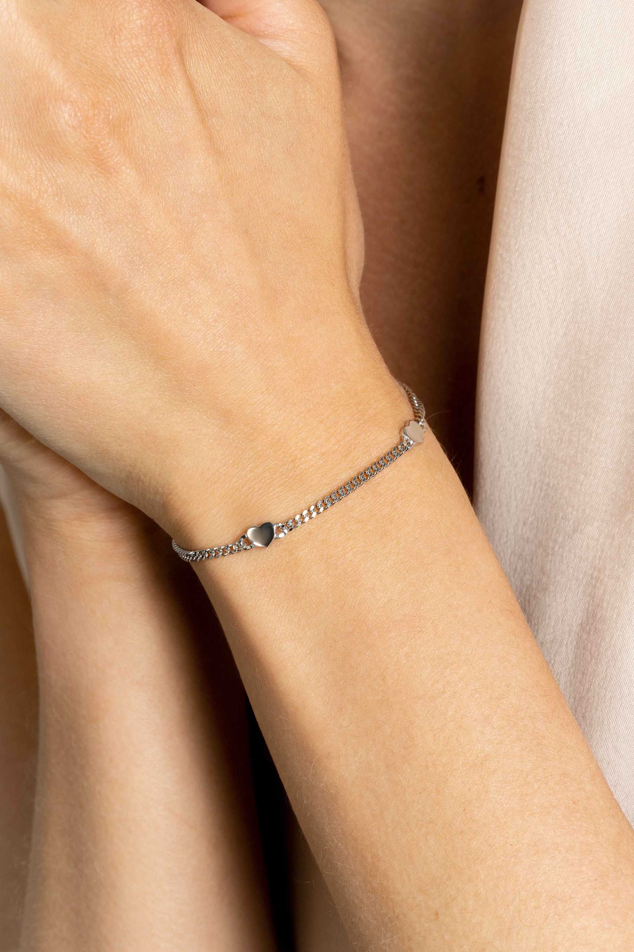 ZINZI zlv. armband gourmet met 3 dichte hartjes