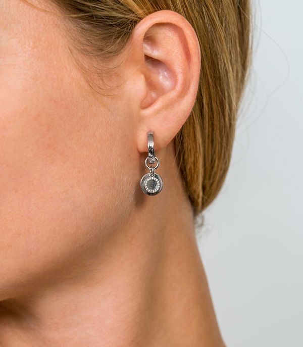 ZINZI silberne Ohrhänger doppelt rund  weiß 10mm ZICH1769