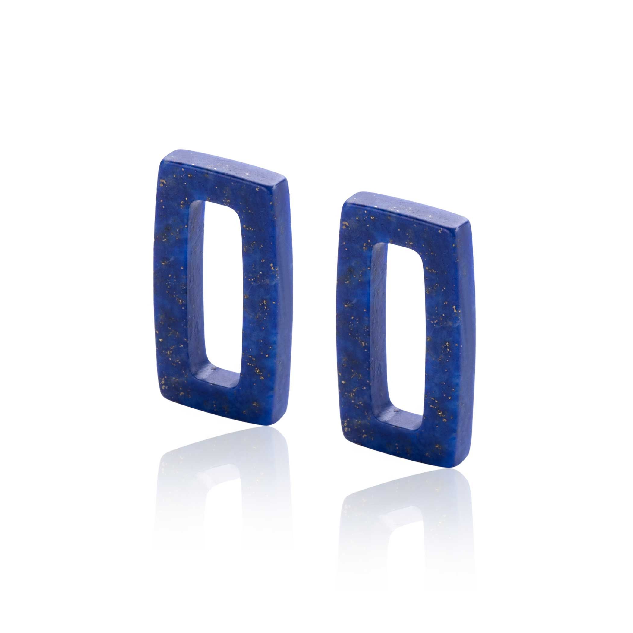 ZINZI zlv. oorbedels lapis lazuli rechthoek
