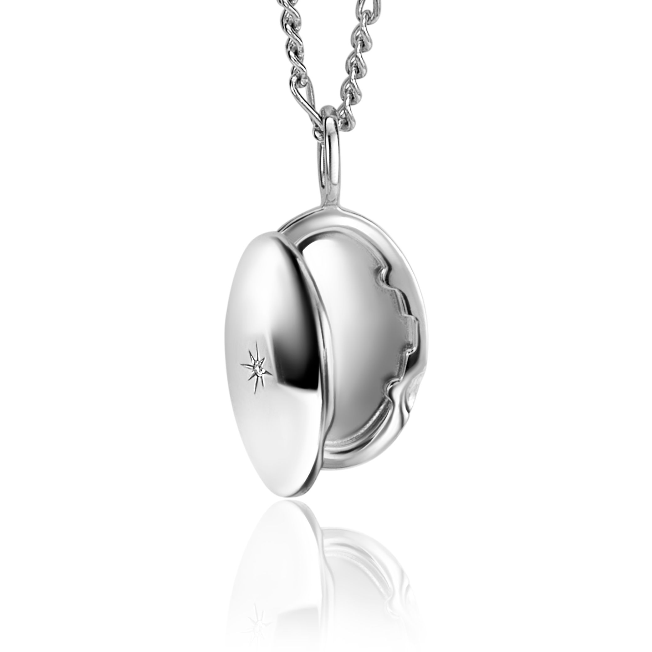 ZINZI zlv.hanger medaillon ovaal met zirconia 15mm