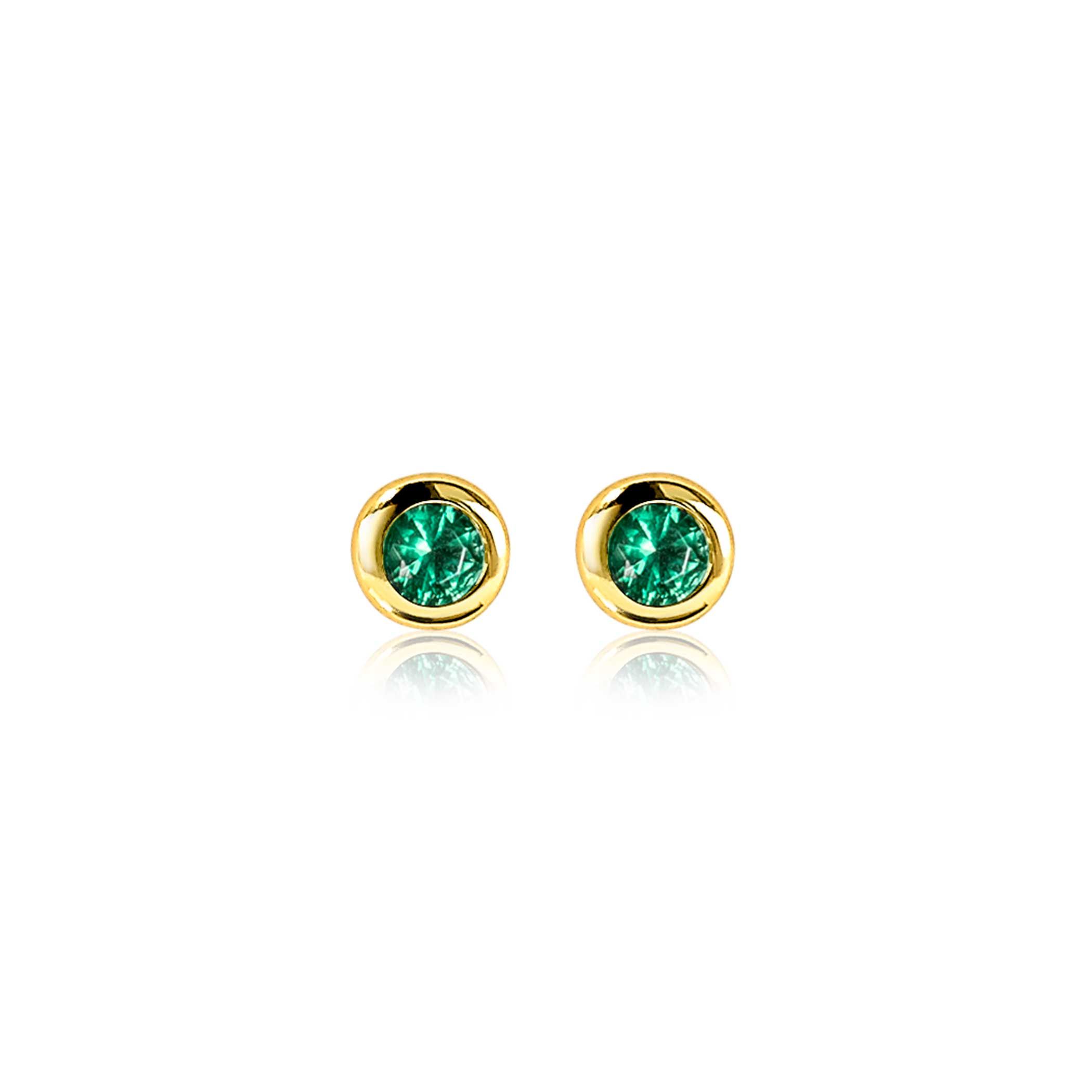 ZINZI zlv. oorknopjes gg.verg.birthstones smaragd cz