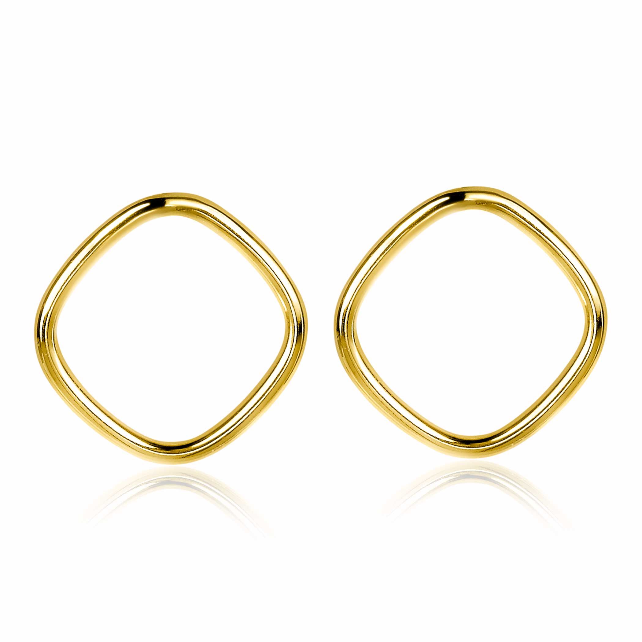 ZINZI silberne trendy Ohrstecker 14K gelb vergoldet 23mm quadratisch offen ZIO2094G