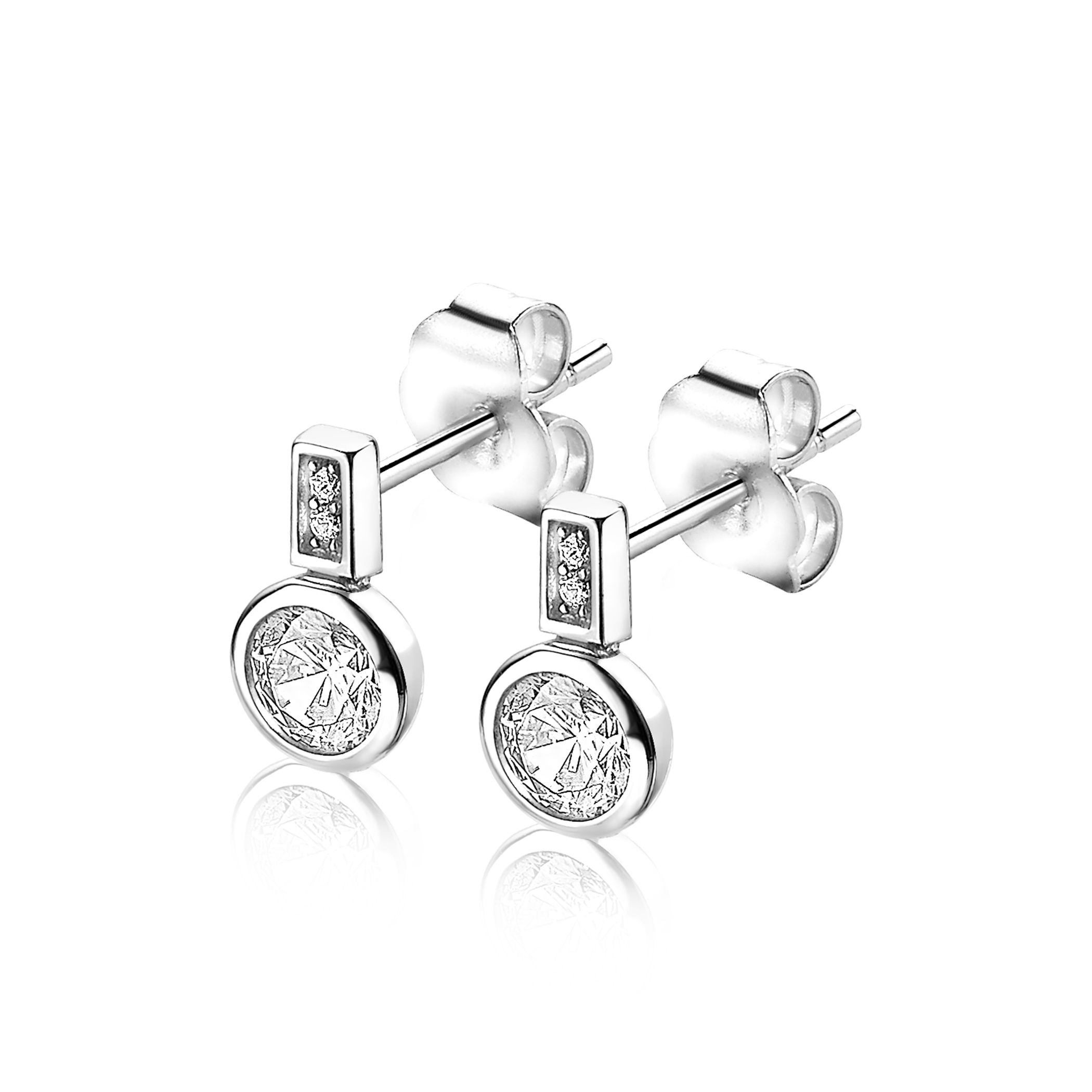 ZINZI silberne Ohrstecker rund  weiß ZIO1662