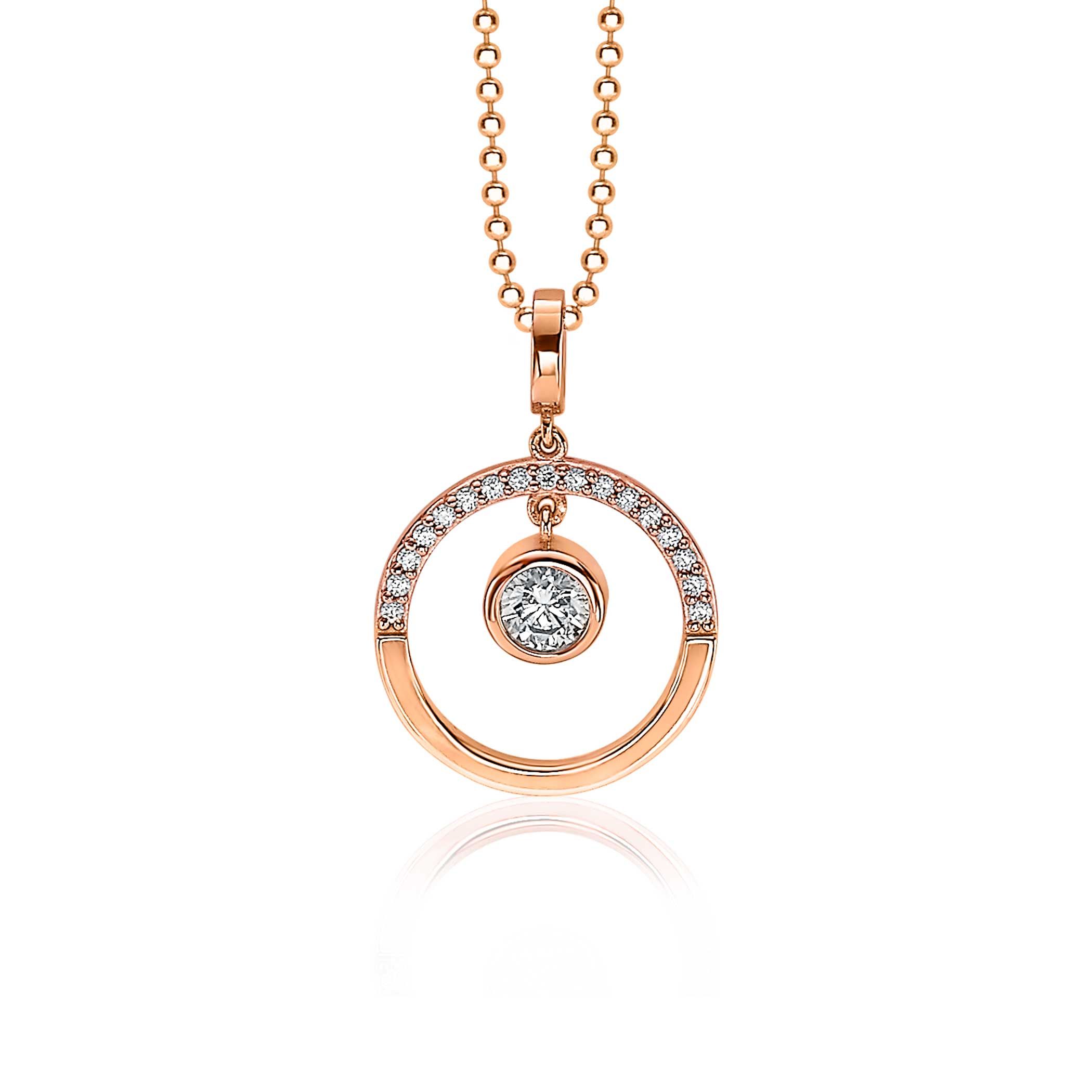 ZINZI silberner Anhänger rosé vergoldet offen rund weiß 18mm ZIH1813R