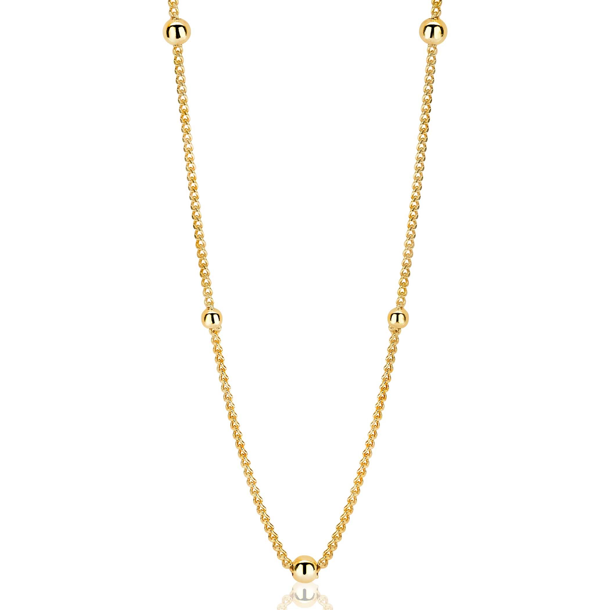ZINZI silberne Gourmet Kette 14K gelbvergoldet Kugel 45cm ZIC987G