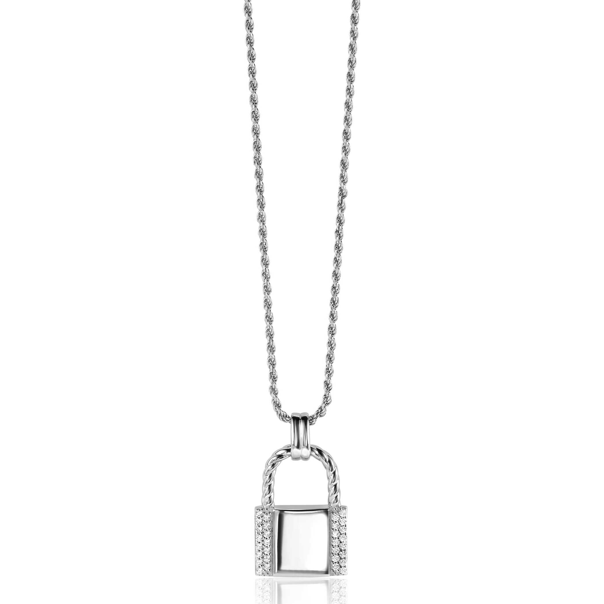 ZINZI zlv. hanger slot met zirconia's  groot