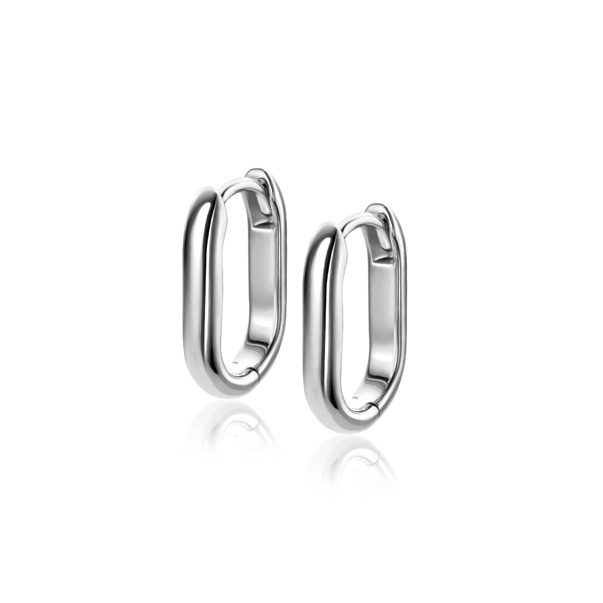 15,5mm ZINZI Silber Creolen in ovaler Form mit runder Röhre 3mm breit ZIO2604
