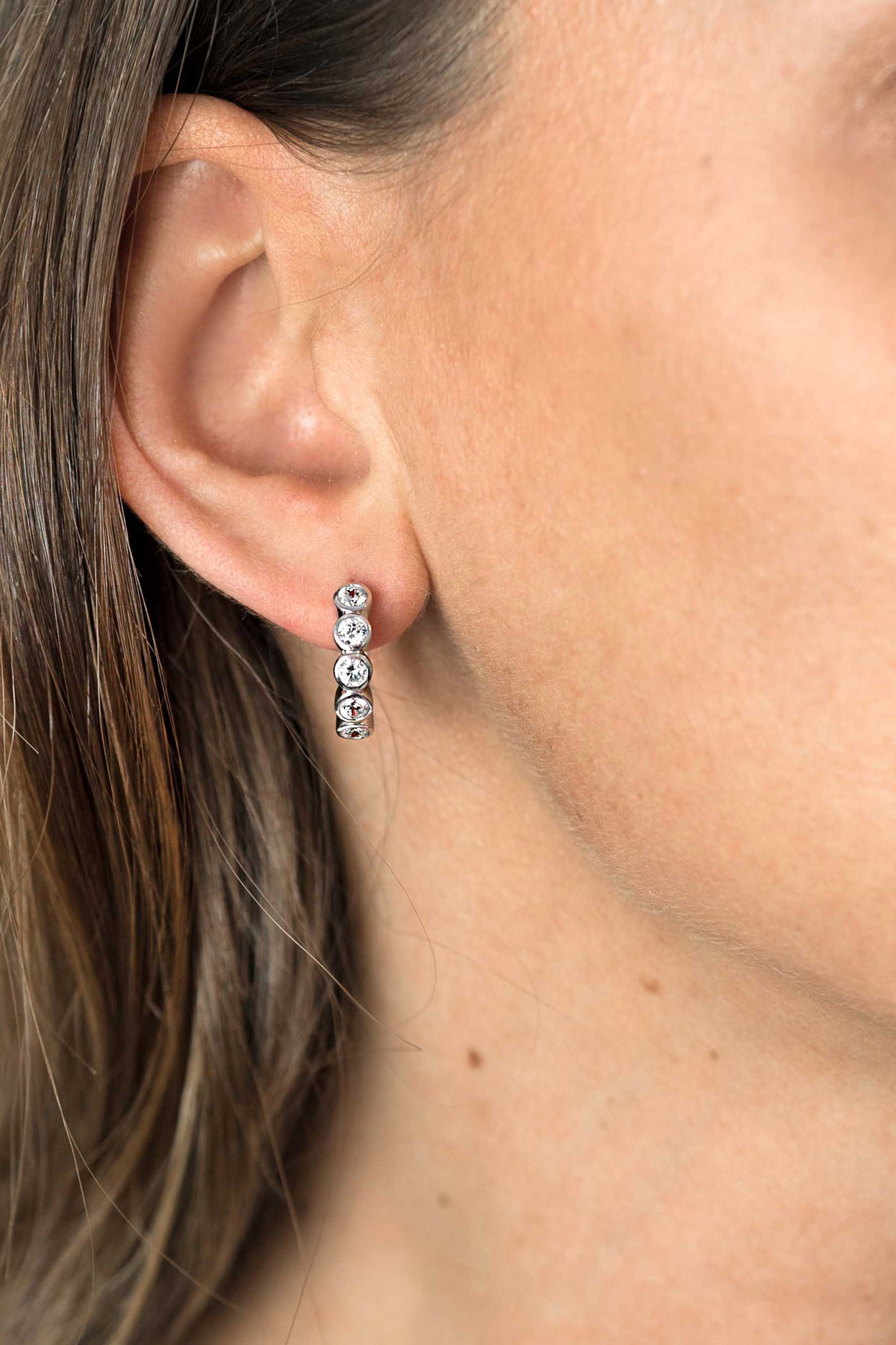 ZINZI silberne Ohrringe rund  weiß 15 x 4mm ZIO1838