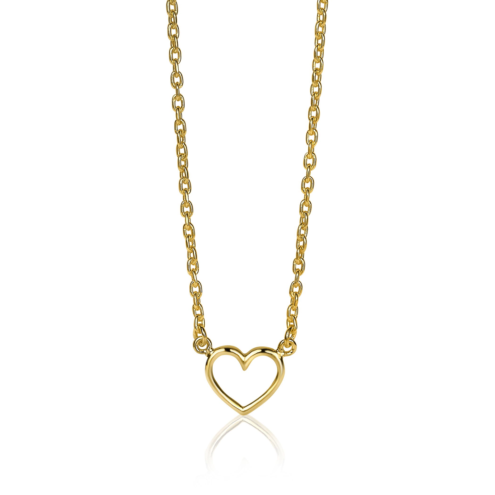 ZINZI silberne Kette gelb vergoldet offen Herz 40-43cm ZIC1420G