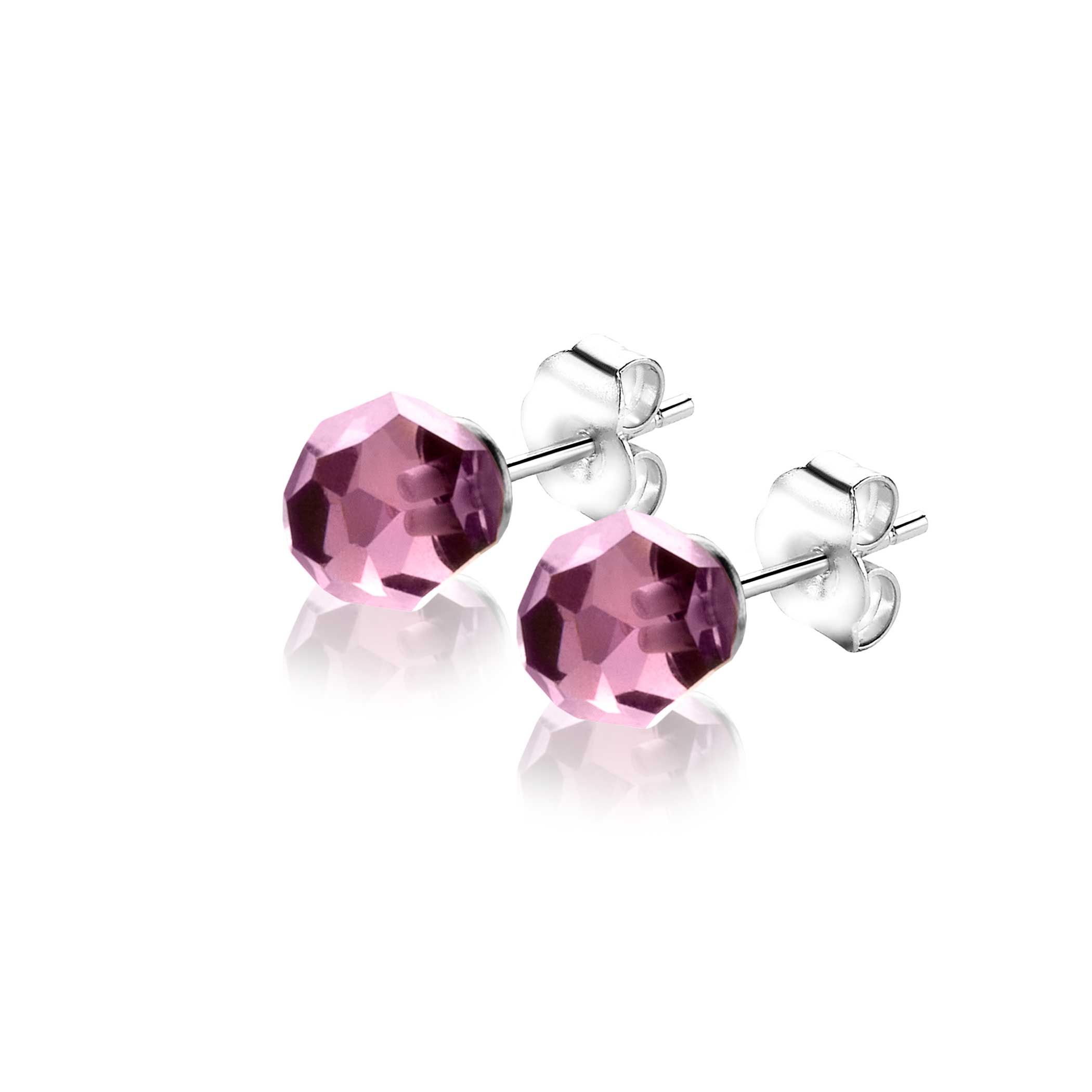 ZINZI zlv. oorknopjes paarse bead