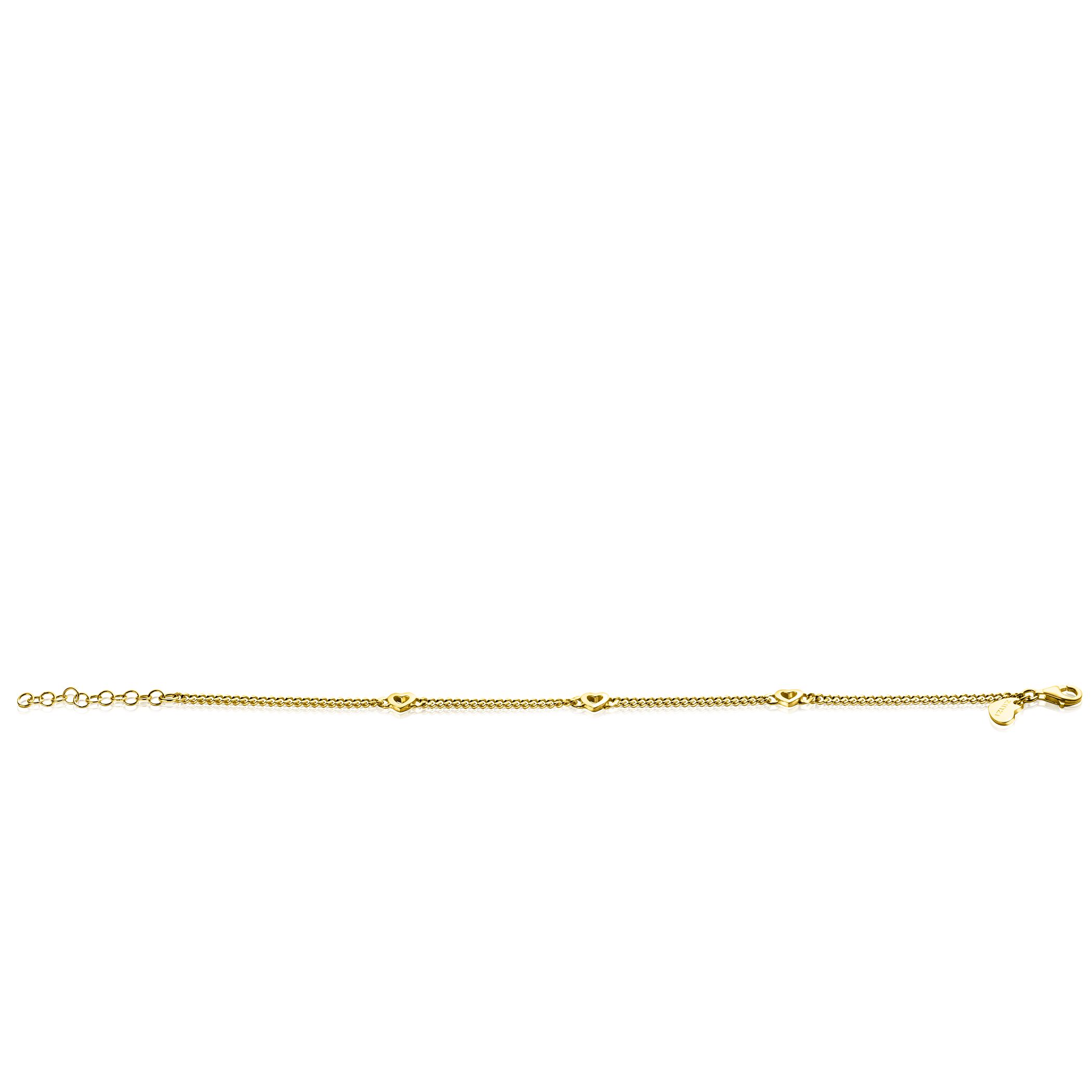ZINZI zlv. armband gg.verg.gourmet 3 open hartjes