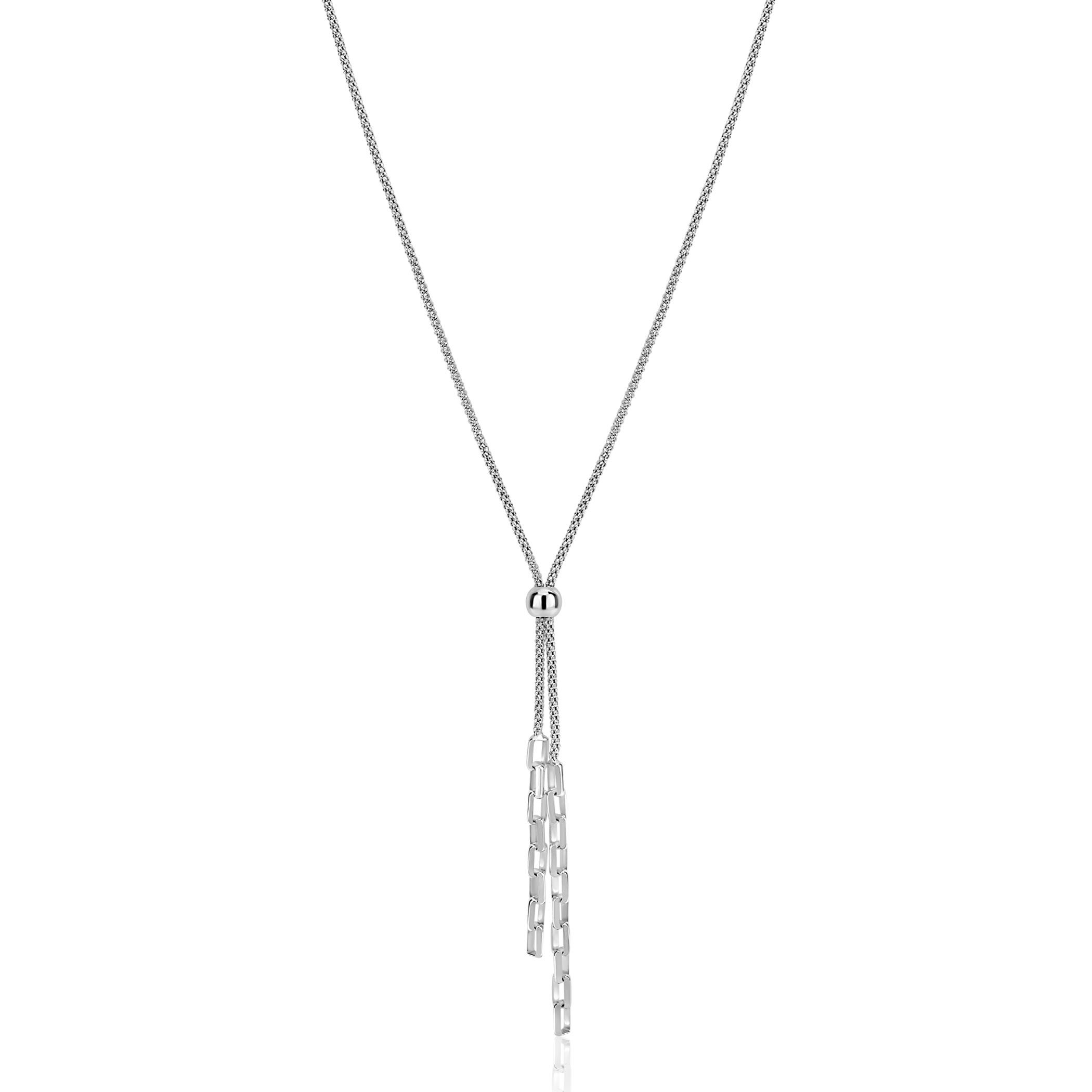 ZINZI zlv. Y-collier popcorn en schakels 43-46cm