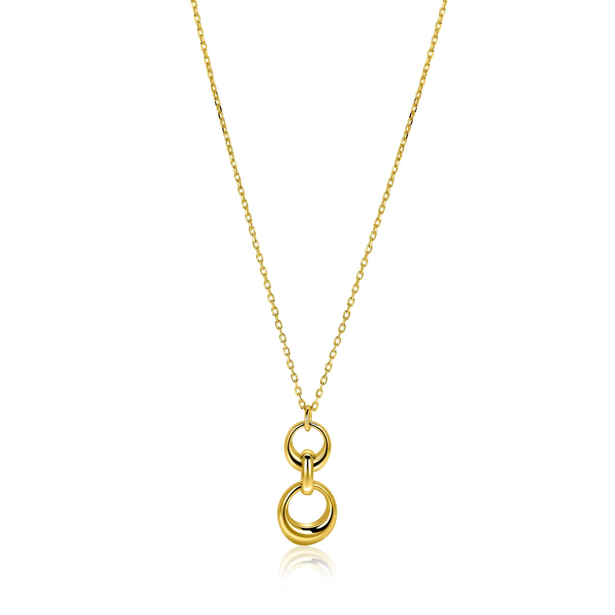 ZINZI vergoldetes Silber Collier mit drei organischen Formen als Anhänger, 42-45 cm ZIC2671