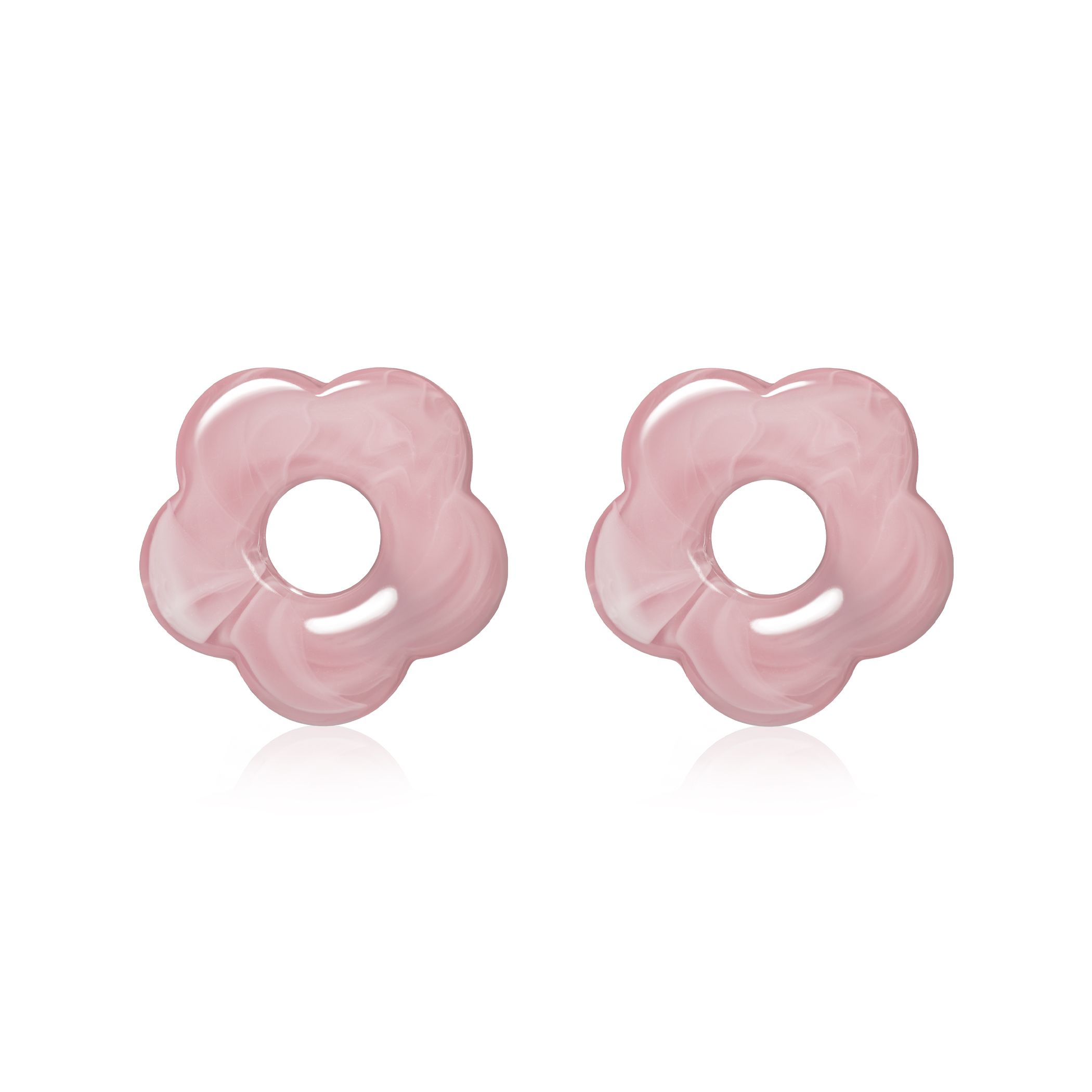 ZINZI oorbedels bloem 26mm roze kunststof