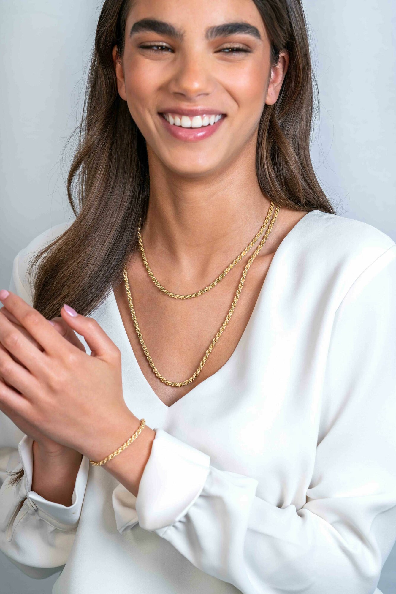 ZINZI zlv. collier geel verguld koord 4mm 60cm