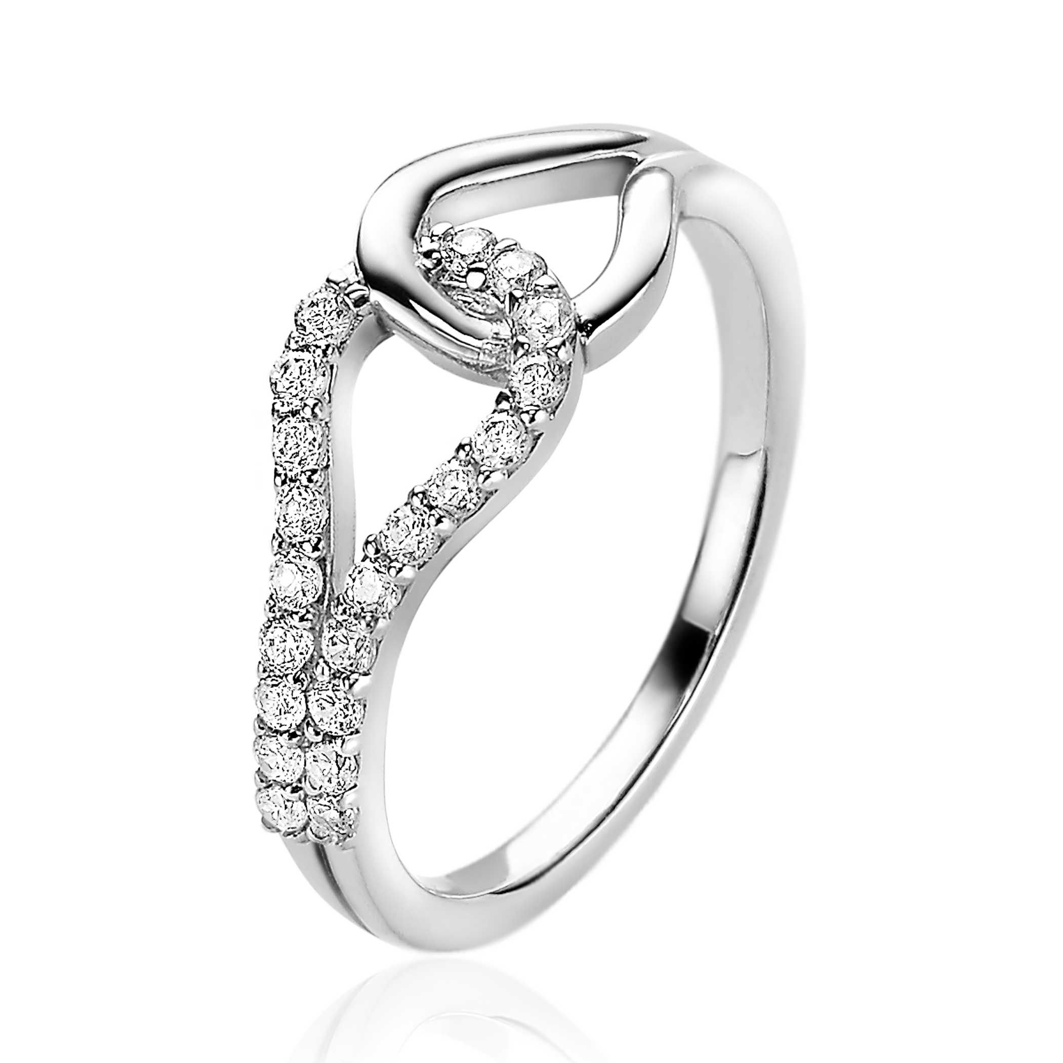 ZINZI silberner Ring symbolisiert die Verbundenheit mit weißen Zirkonias ZIR2119