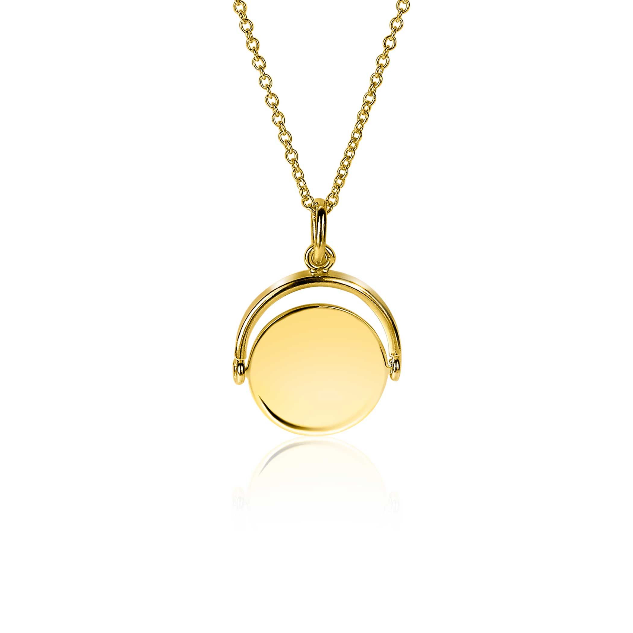 ZINZI silberner Anhänger 14K gelbvergoldet 27mm rund glänzend Plättchen 18mm ZIH2217G
